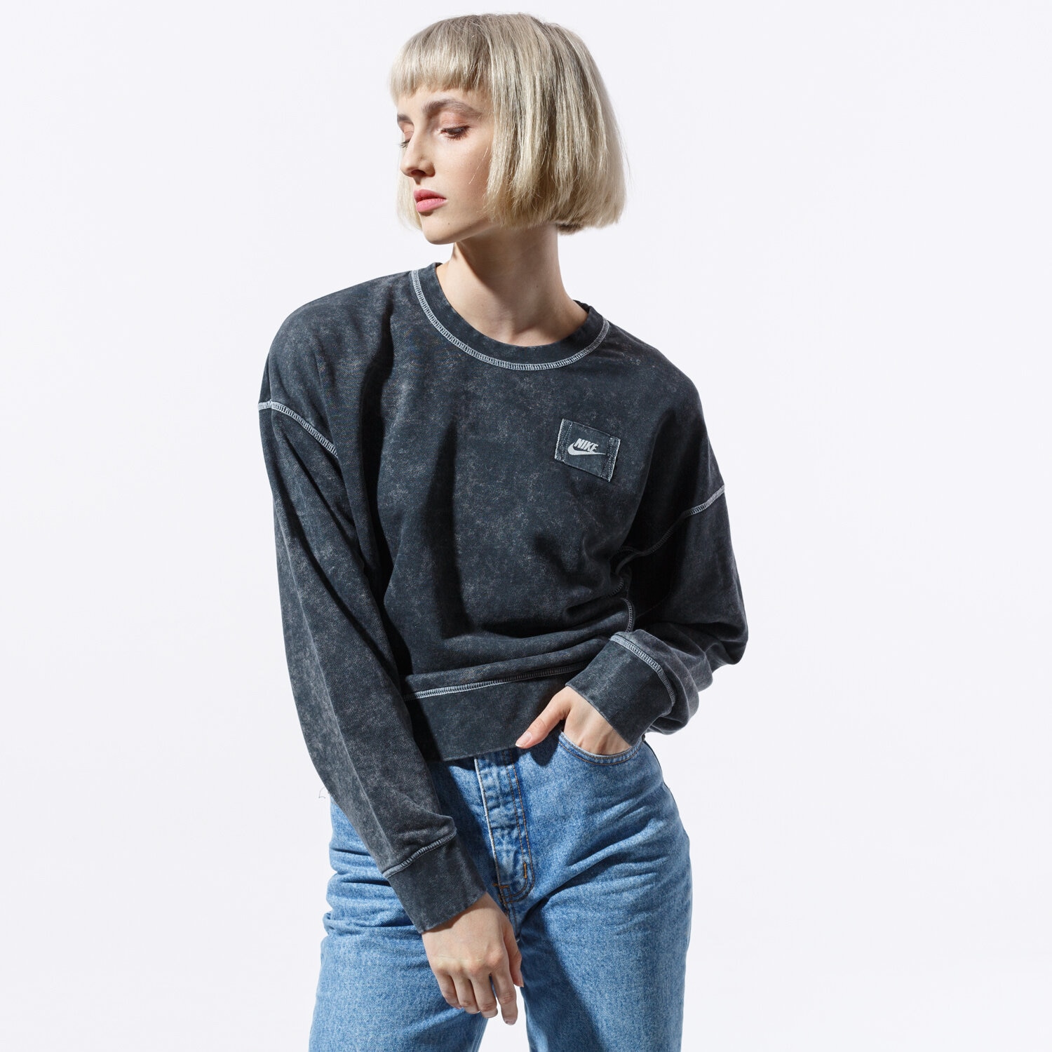 Femei bluză NIKE BLUZĂ W NSW CREW FT REBEL BV2798-010 Negru
