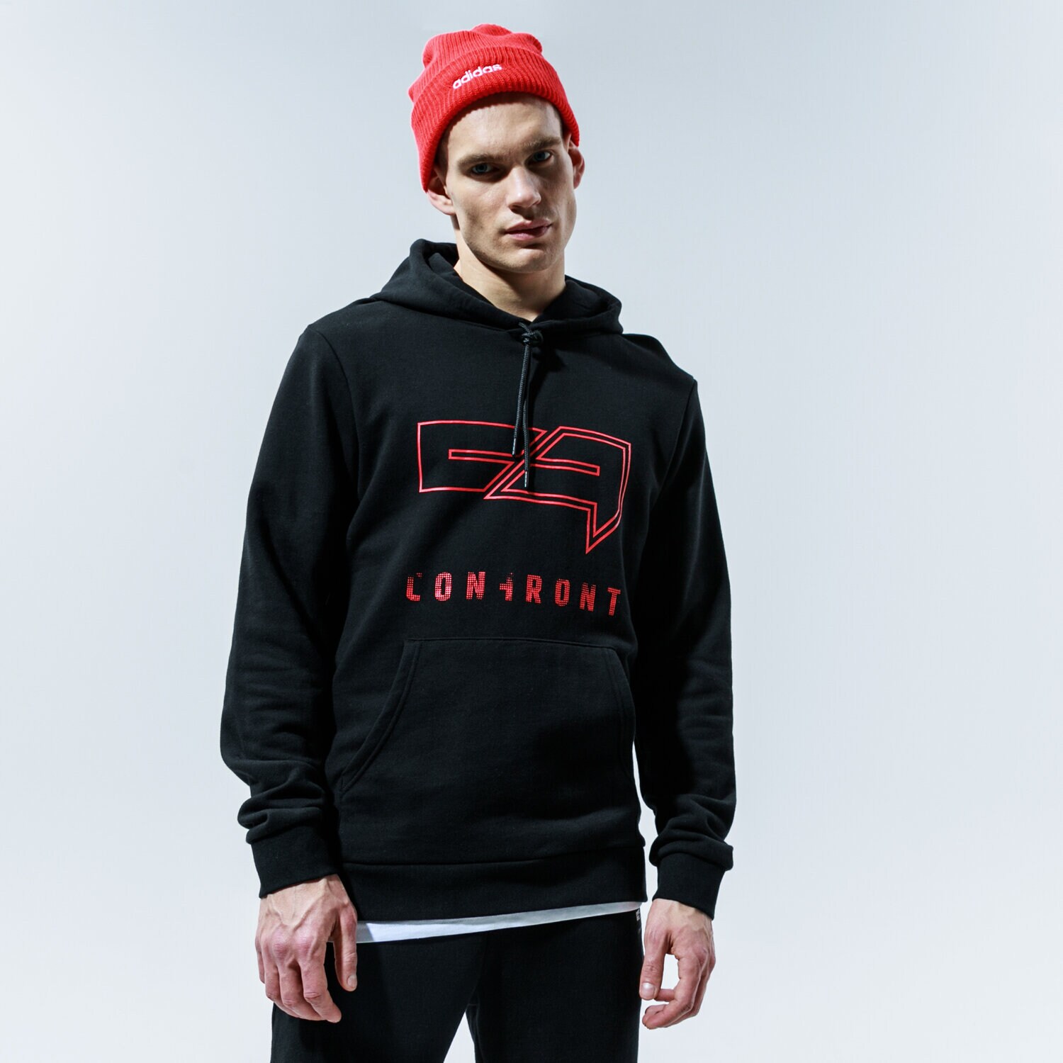 Bărbați bluză CONFRONT BLUZĂ CU GLUGĂ BIG LOGO HOODY CF320BLM38001 Negru