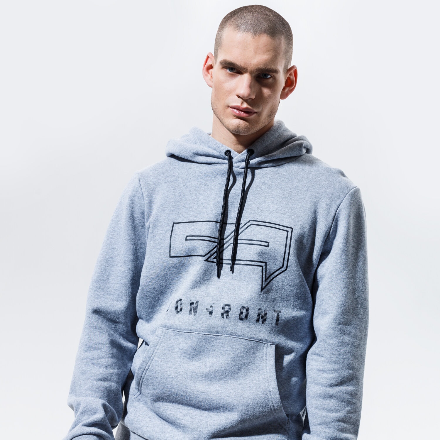 Bărbați bluză CONFRONT BLUZĂ CU GLUGĂ BIG LOGO HOODY CF320BLM38004 Gri