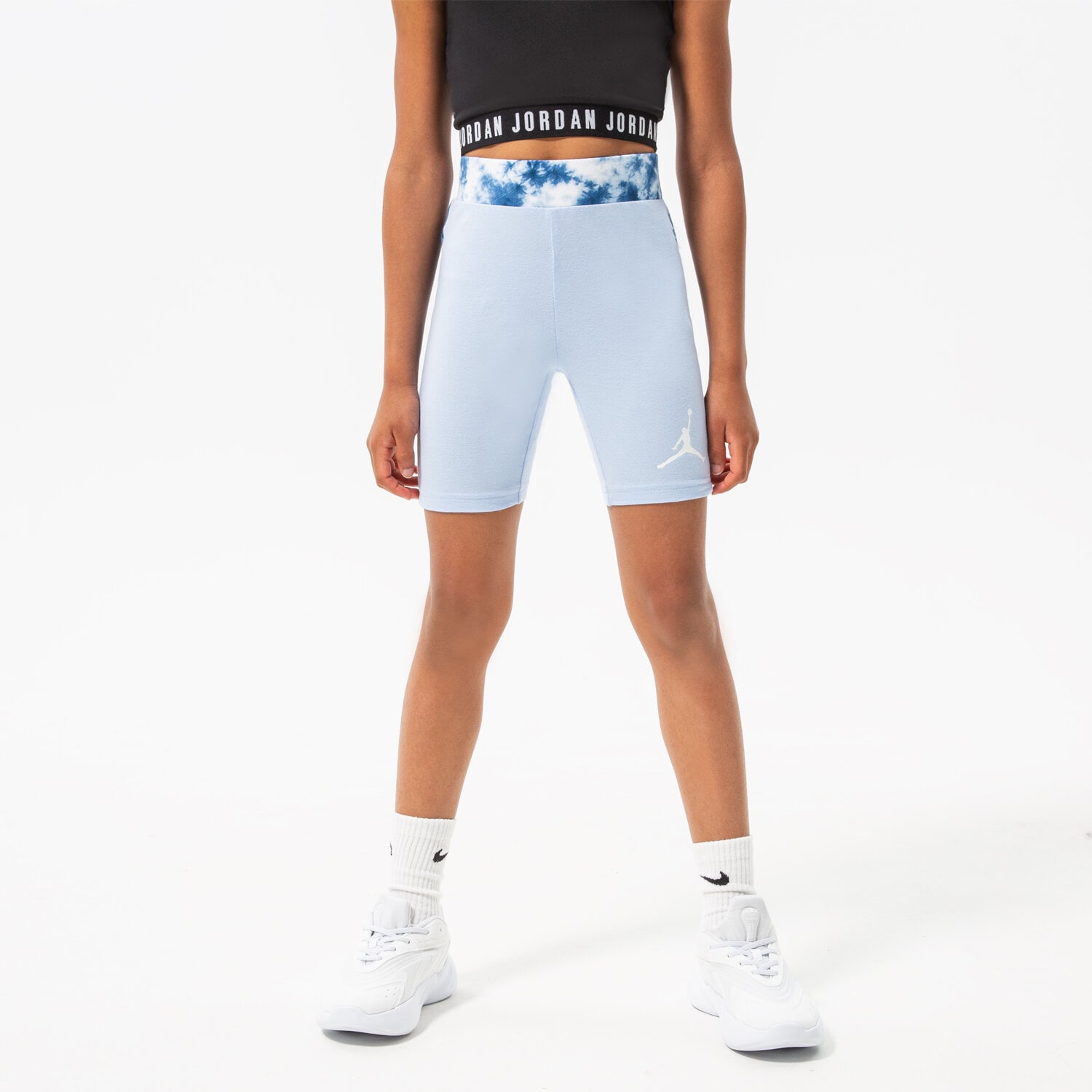 Pantaloni scurți și rochii pentru copii JORDAN PANTALONI SCURȚI CLOUD   DYE BLOCKED BIKE SHORT GIRL 45B519-C8H Albastru