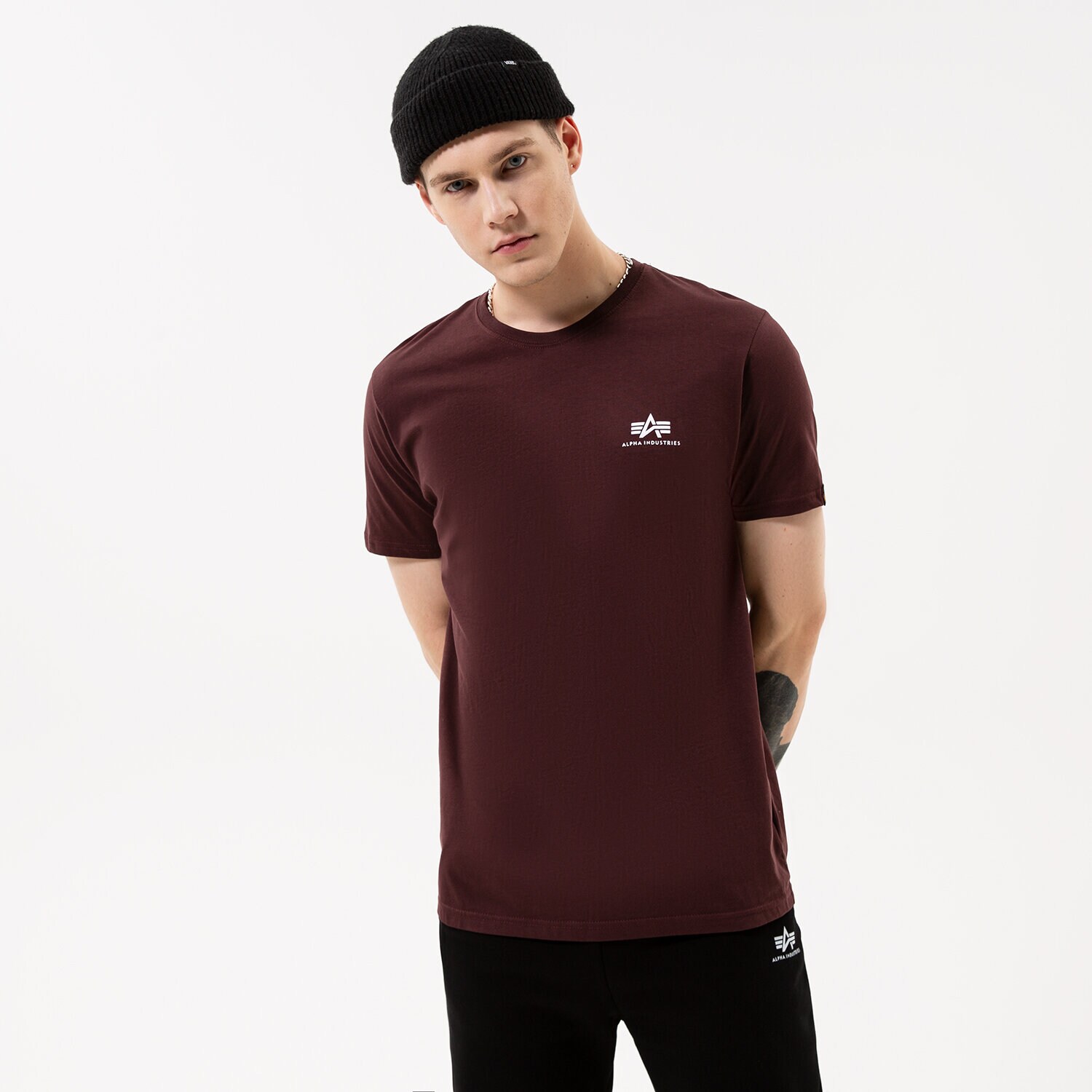 Bărbați tricou ALPHA INDUSTRIES TRICOU BASIC T SMALL LOGO 188505-21 Bordo