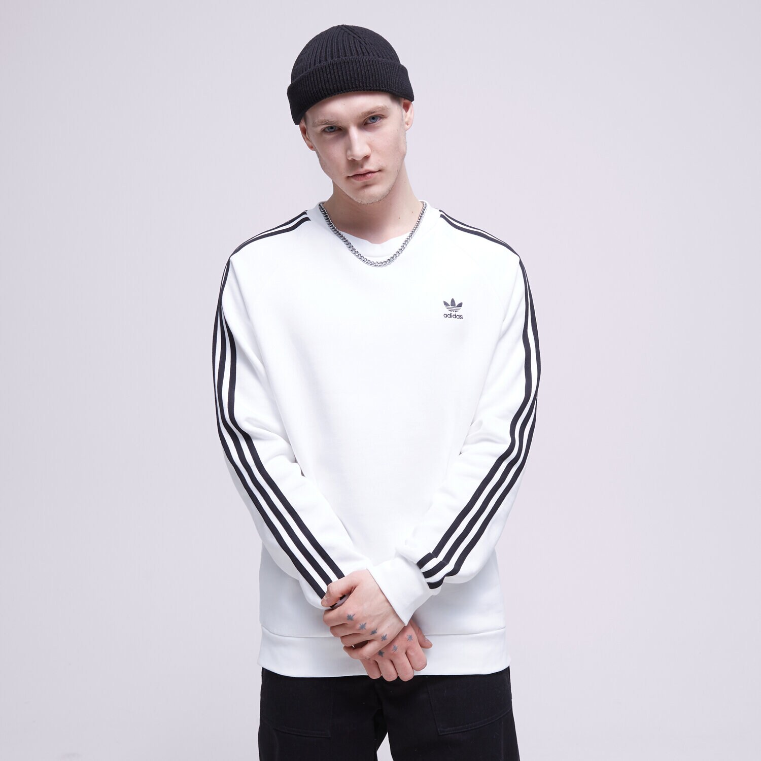 Bărbați bluză ADIDAS BLUZĂ 3-STRIPES CREW IA4862 Alb