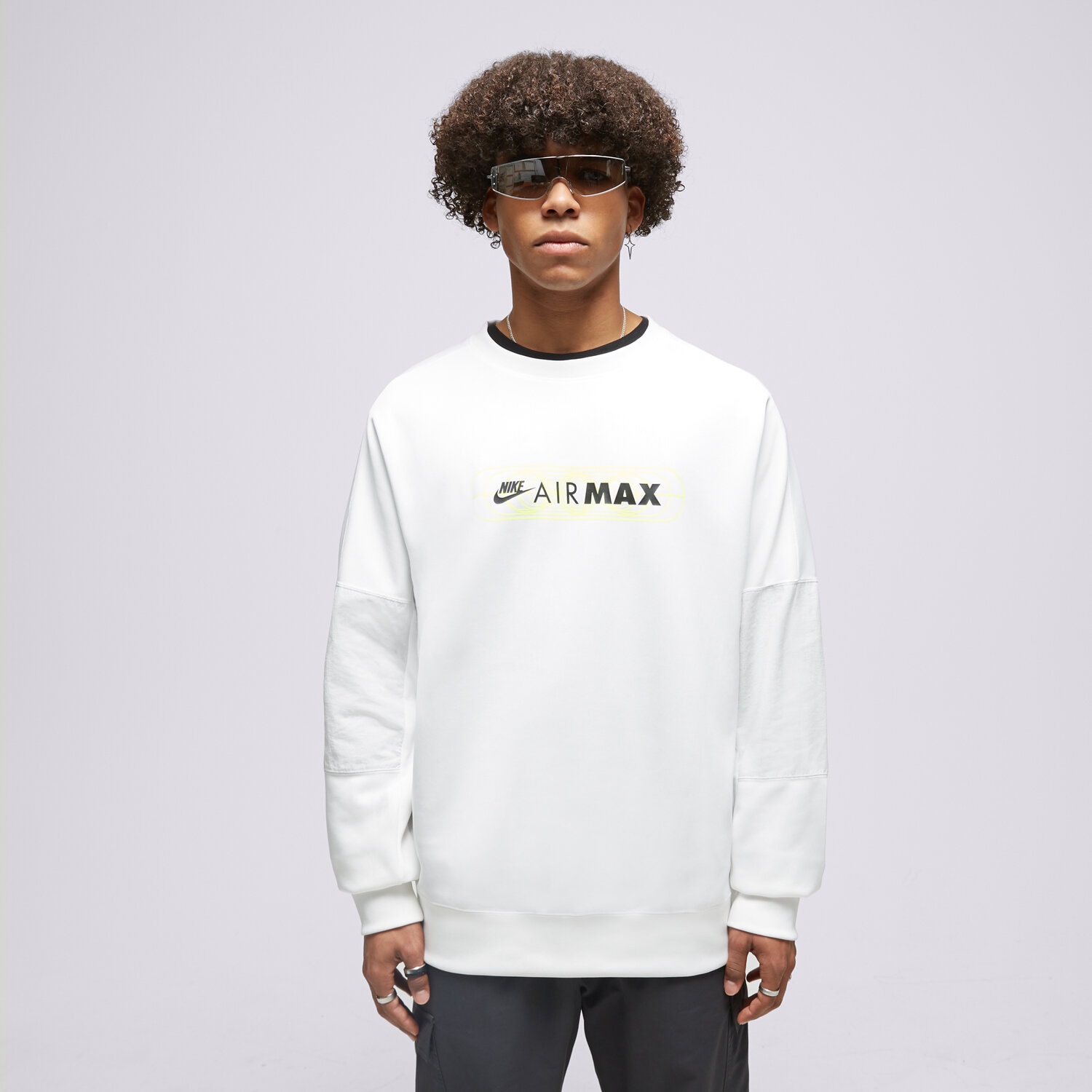 Bărbați bluză NIKE BLUZĂ MAX PK CREW WHT/VLT SWEATSHIRT FB1437-100 Alb