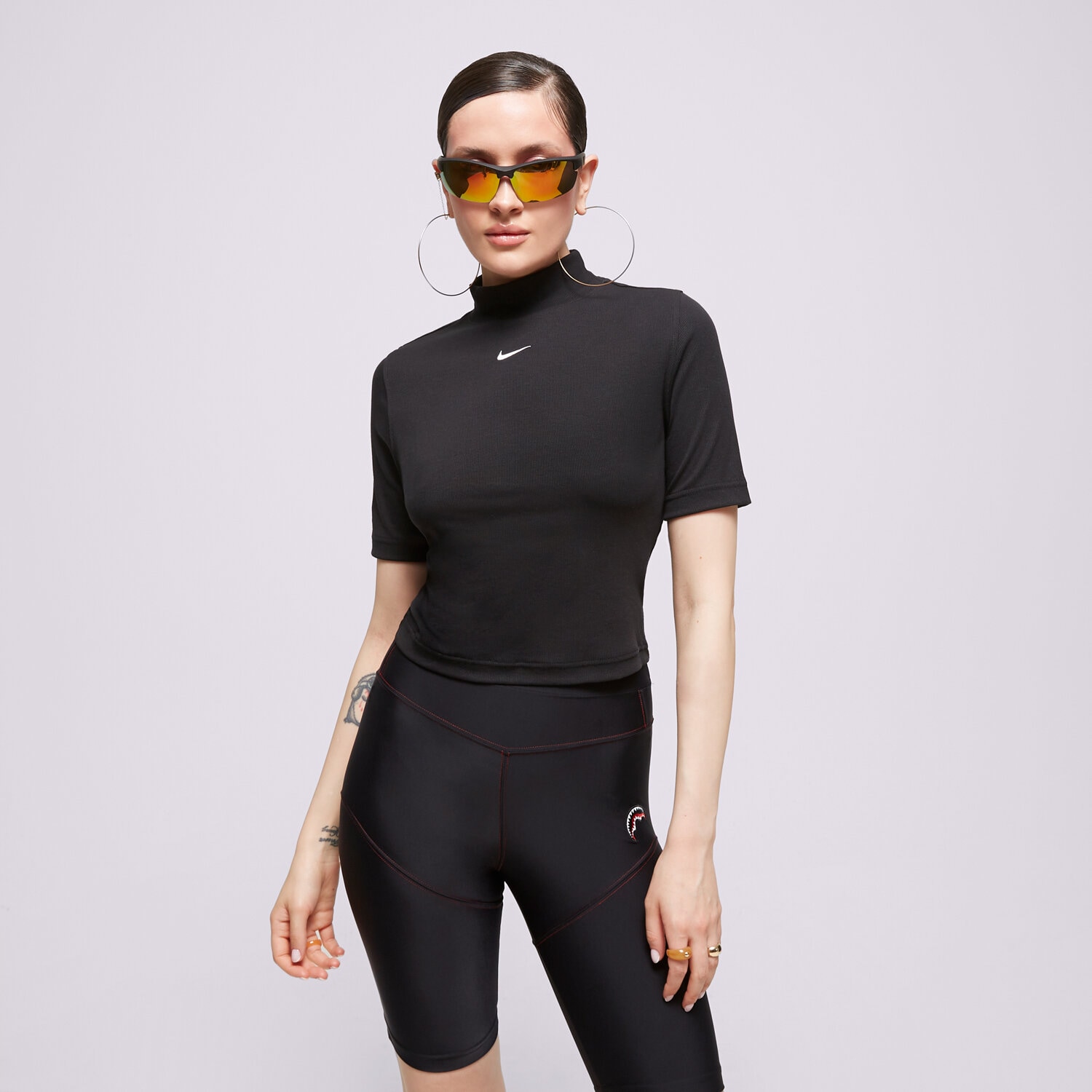 Femei tricou NIKE TRICOU W NSW ESSNTL RIB MOCK SS TOP DV7958-010 Negru