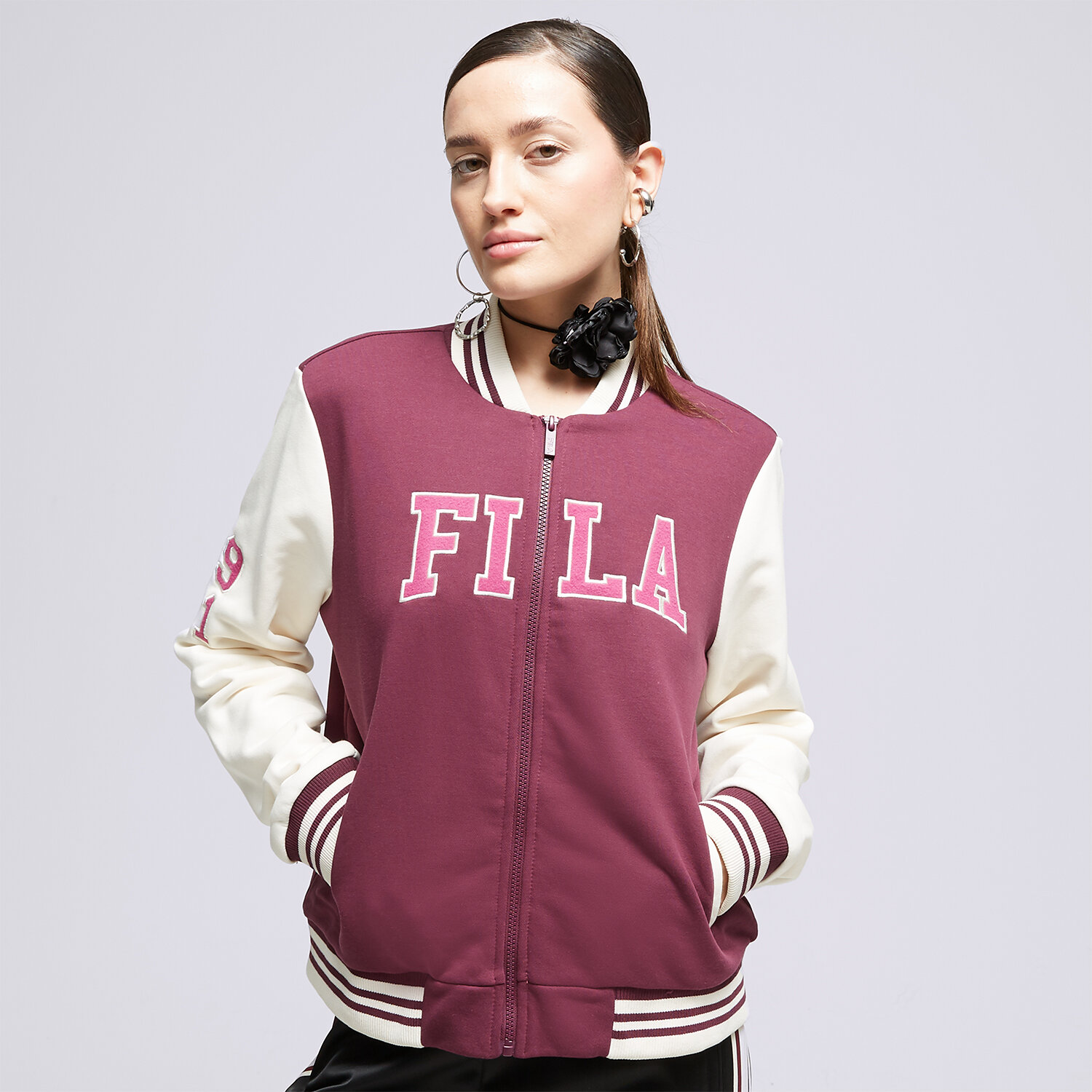 Femei bluză FILA BLUZĂ VRSTY BMBR JKT BURG FW22JDW009 Bordo