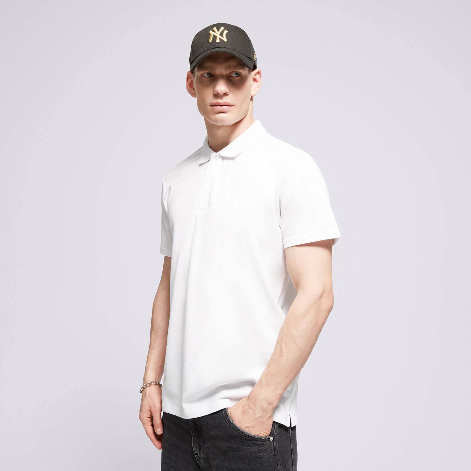 Bărbați tricou CONFRONT POLO CONFRONT CF124POM42001 Alb