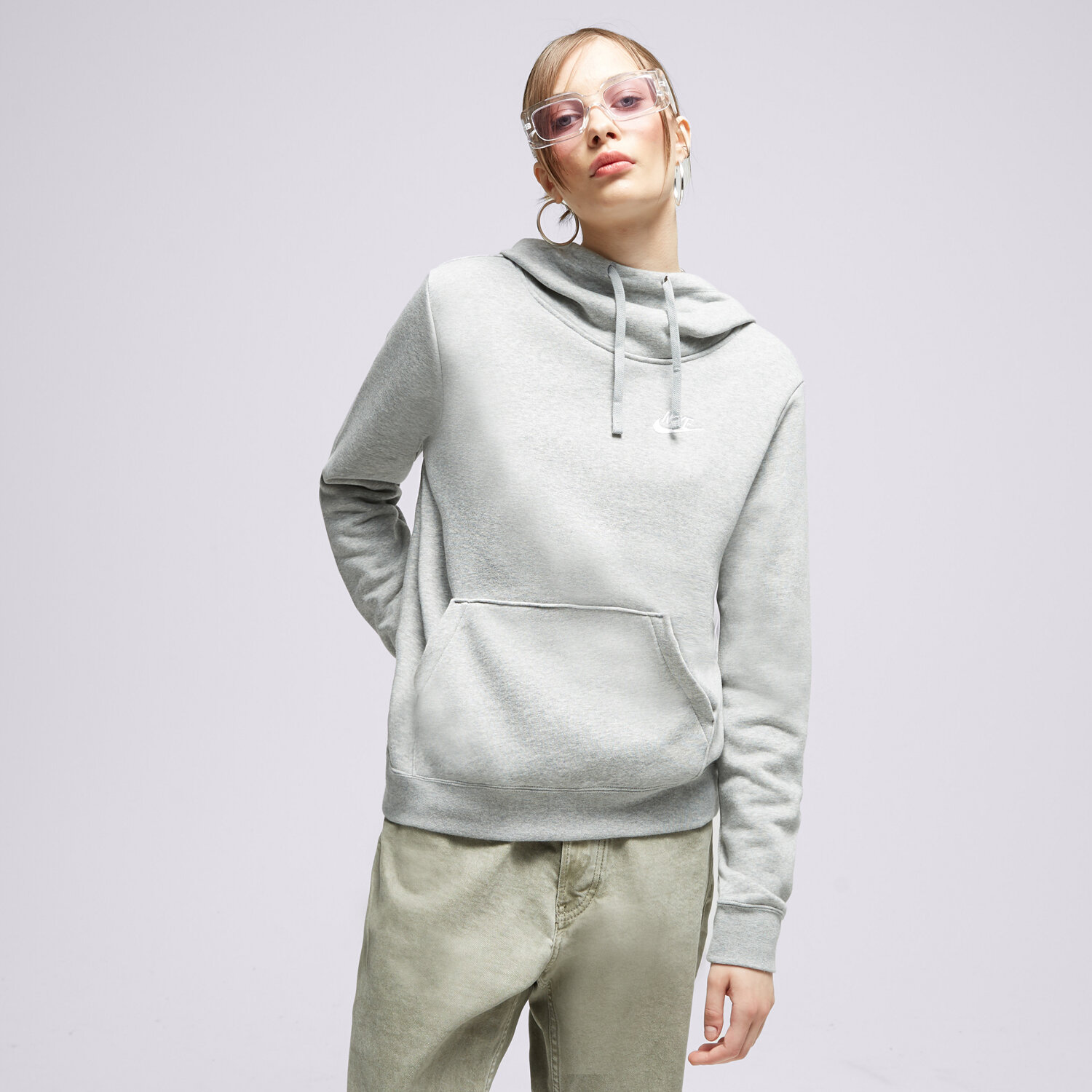 Femei bluză NIKE BLUZĂ HANORAC W NSW CLUB FLC DQ5415-063 Gri