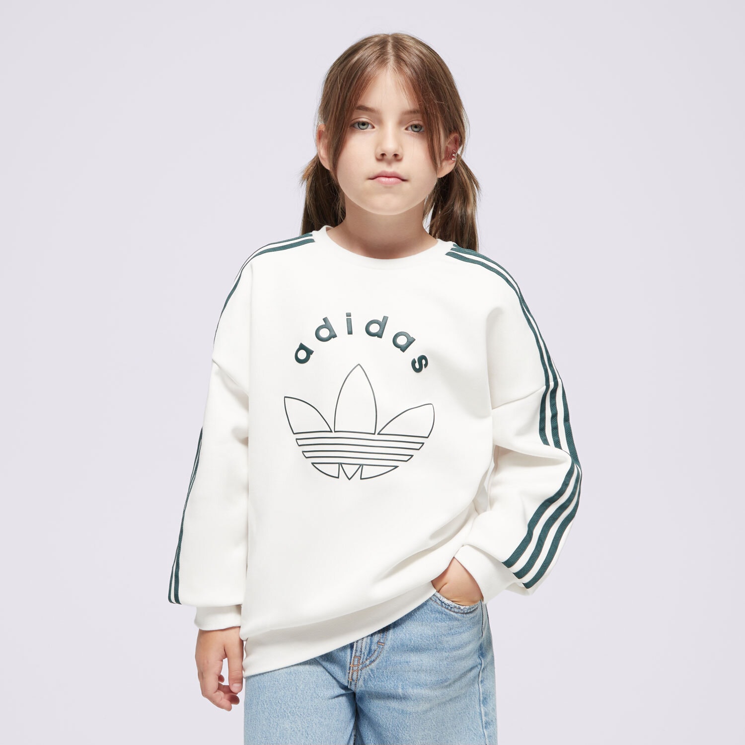 Copii bluză ADIDAS BLUZĂ (G)LOGO CREW OFF WHT G JE0513 Alb
