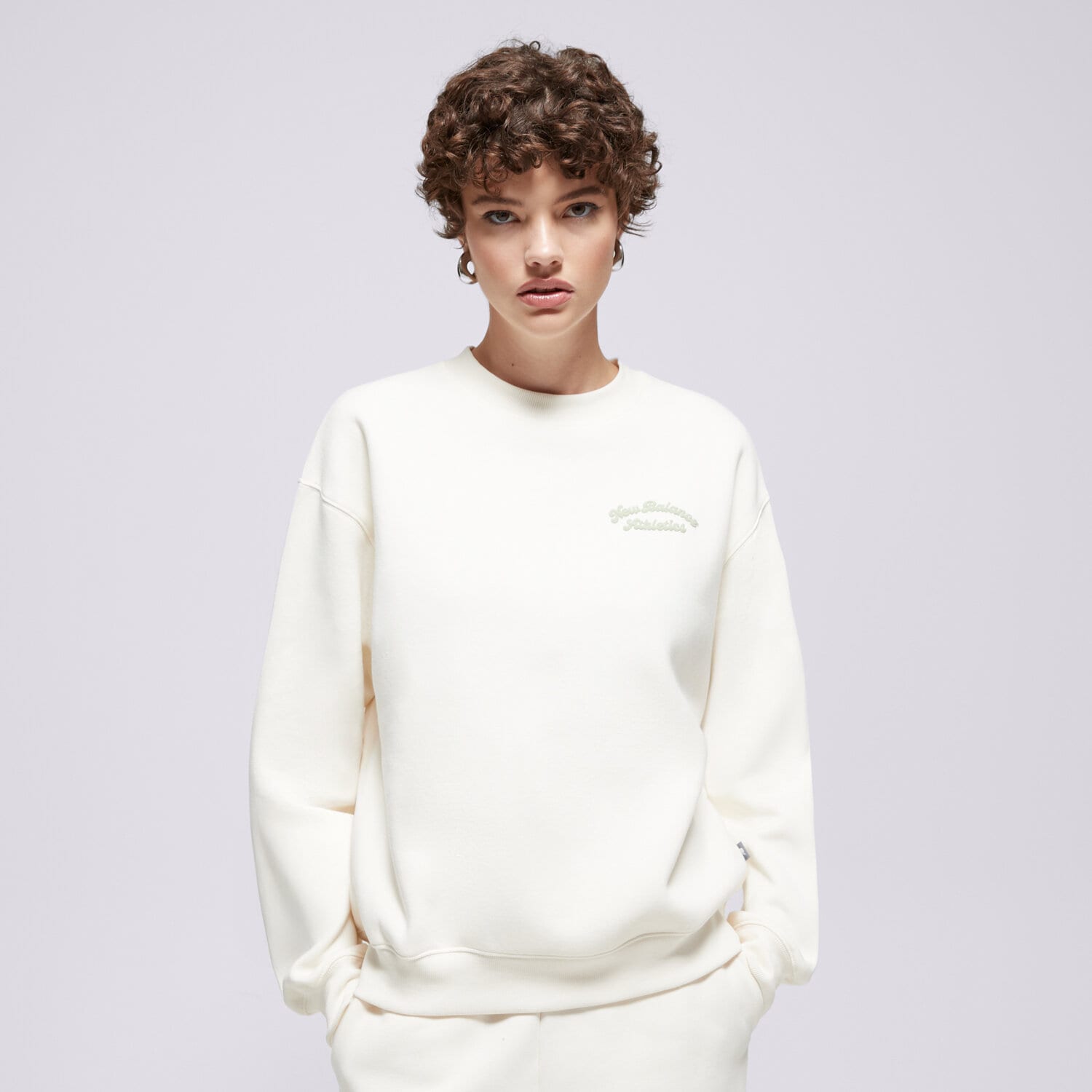 Femei bluză NEW BALANCE BLUZĂ LINEAR HERITAGE FLEECE CREW WT53516PEF Bej