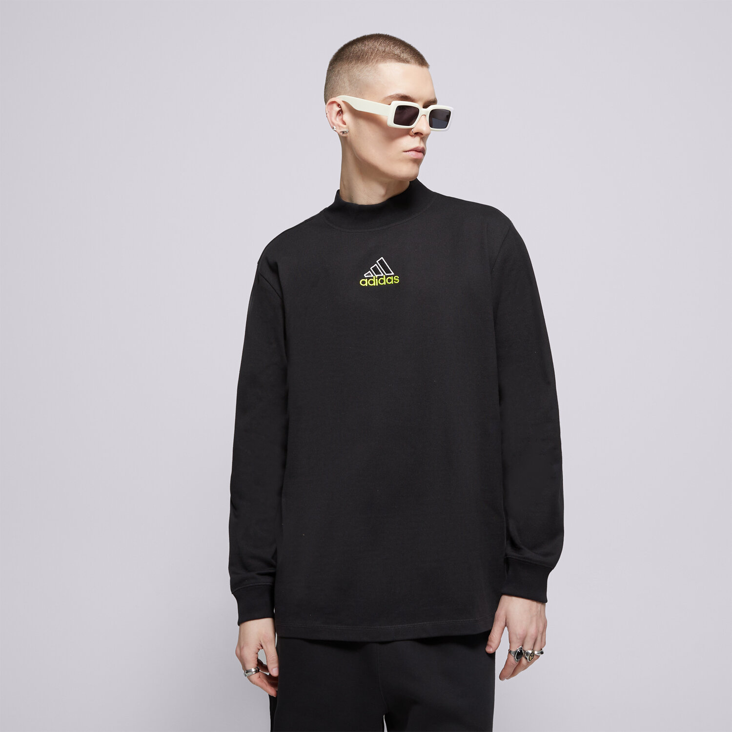 Bărbați bluză ADIDAS BLUZĂ LS MOCK NECK Q1 JD5401 Negru
