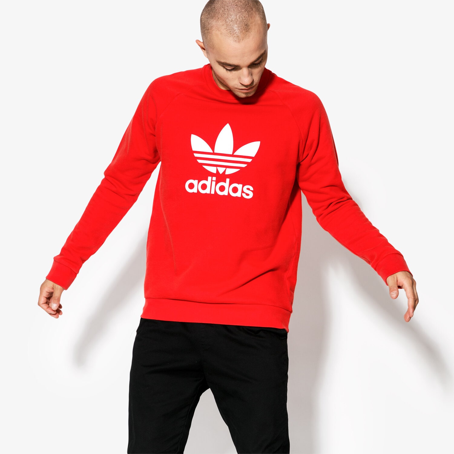 Bărbați bluză ADIDAS BLUZĂ TREFOIL CREW ADICOLOR DH5826 Roșu