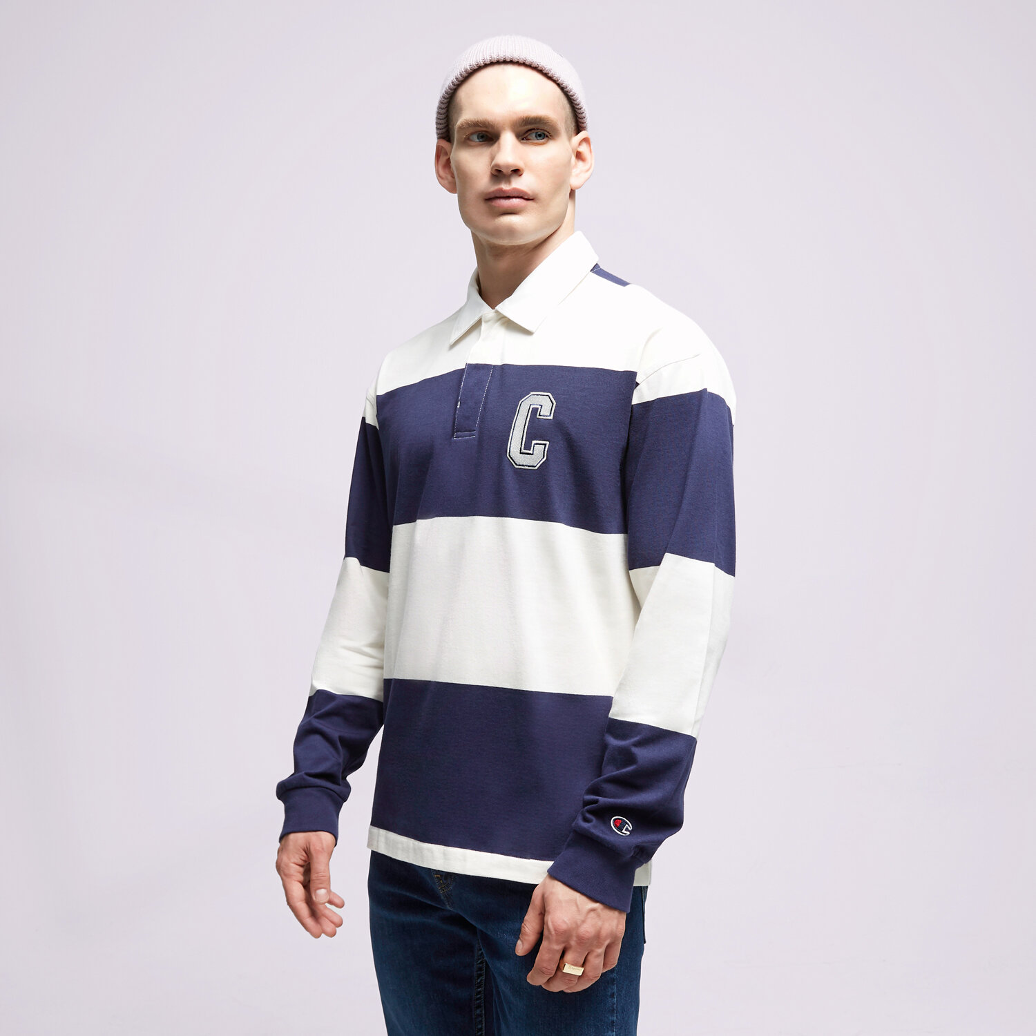 Bărbați tricou CHAMPION TRICOU STRIPED POLO 219181BS561 Bleumarin
