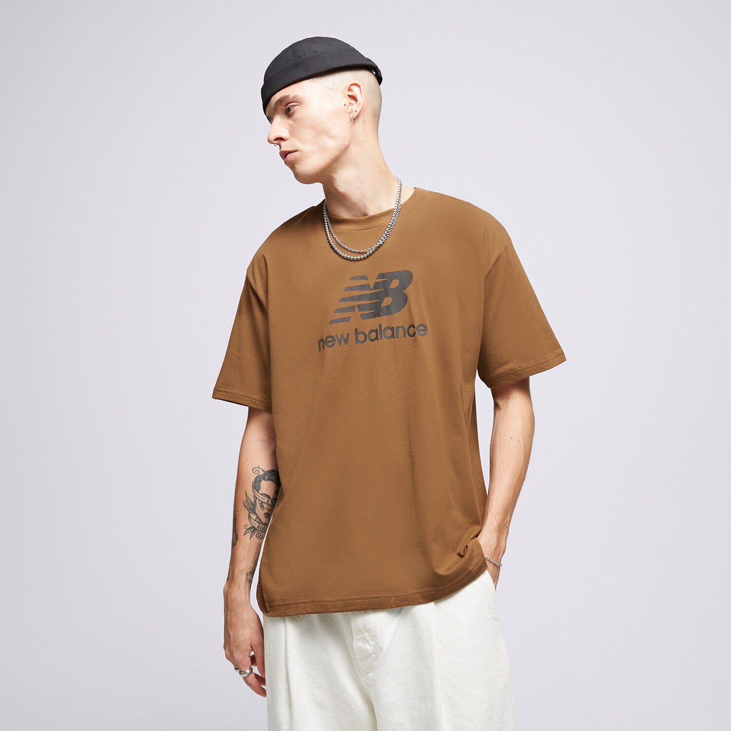 Bărbați tricou NEW BALANCE TRICOU S/S ESSENTIALS STACKED MT31541DHE Maro