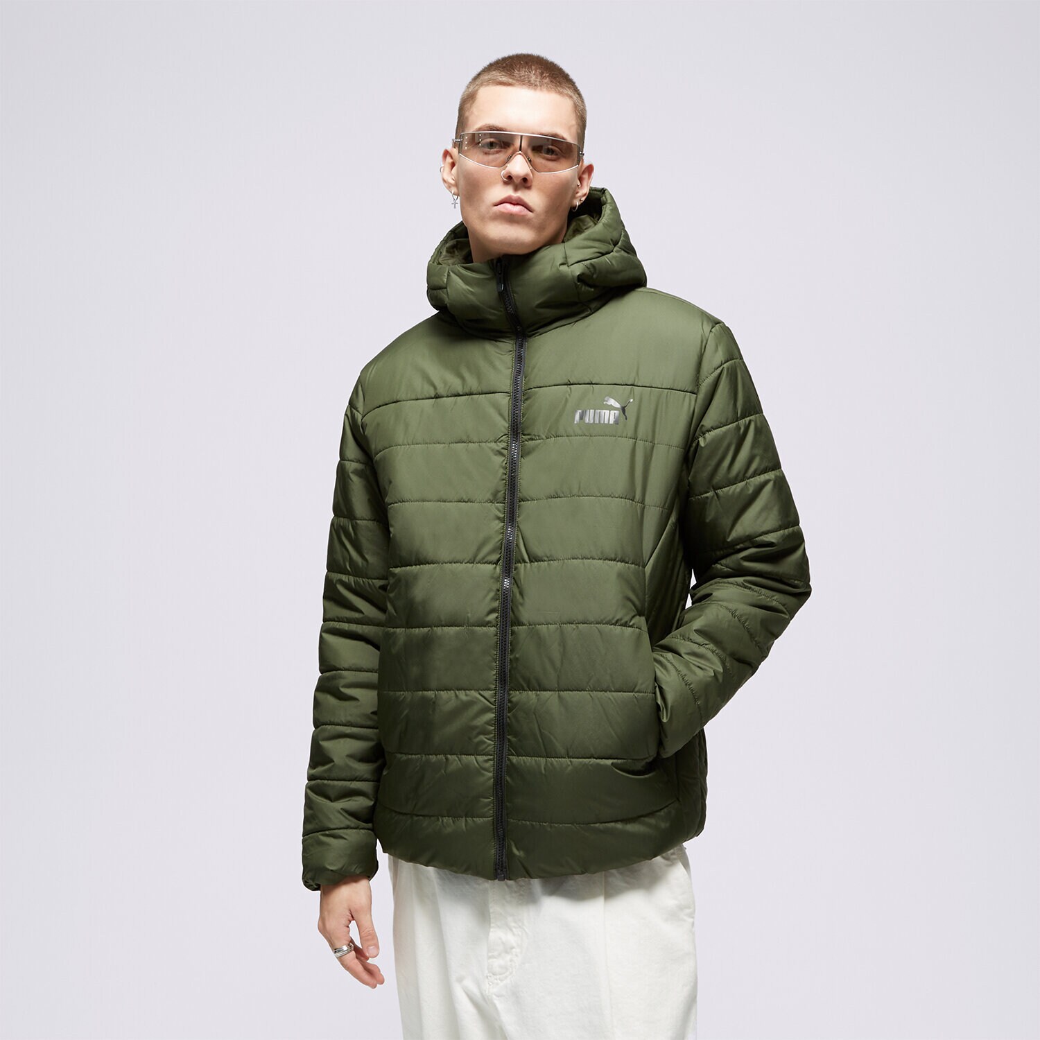 Bărbați eacă de iarnă PUMA JACHETĂ DE IARNĂ ESS HOODED PADDED 84893831 Verde