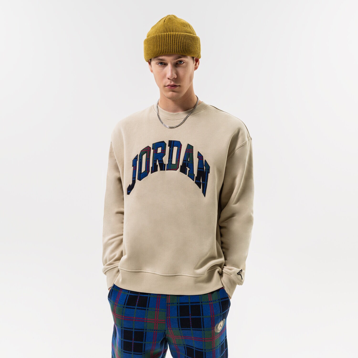 Bărbați bluză JORDAN BLUZĂ M J ESS HOL PLD FLC CREW DV1574-206 Maro