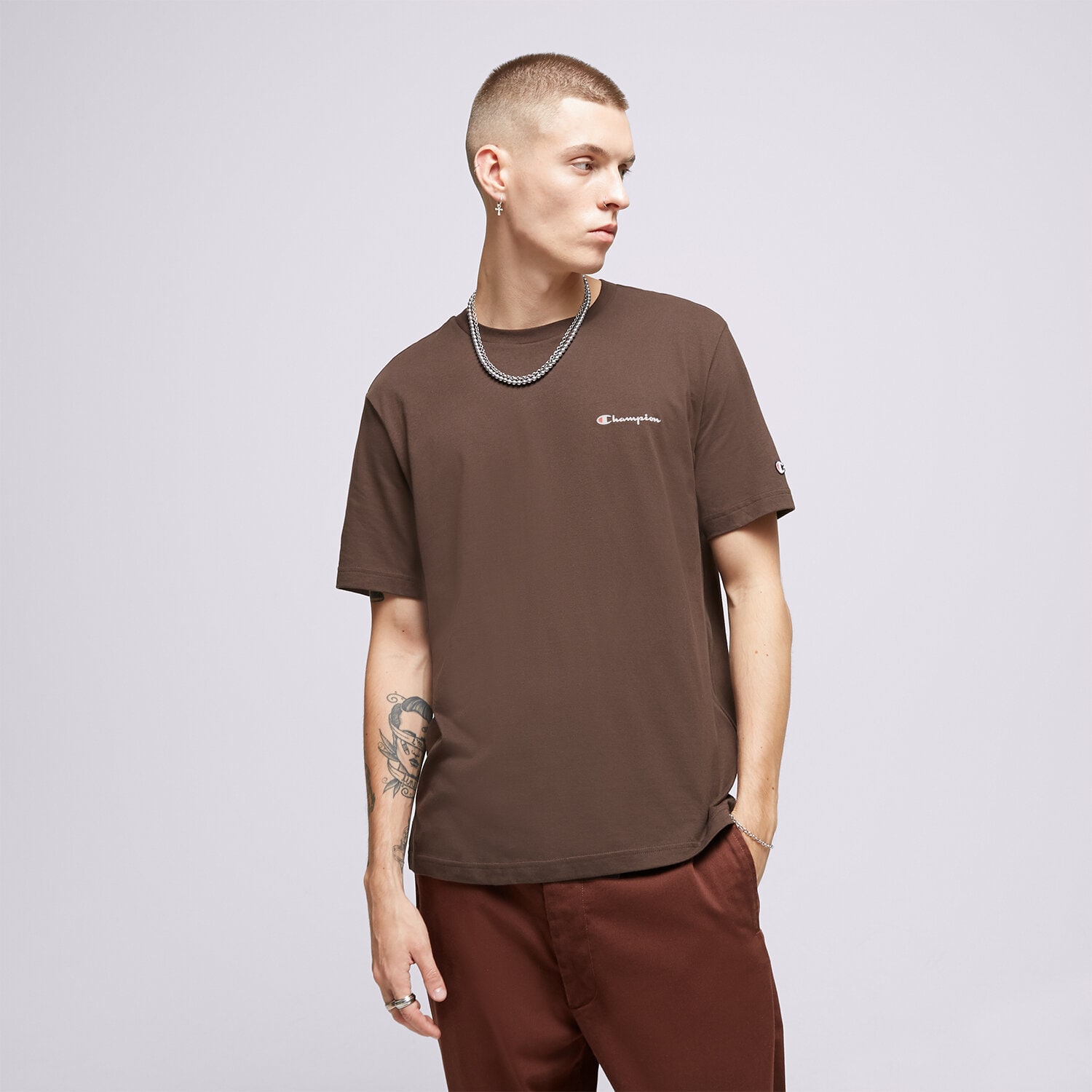 Bărbați tricou CHAMPION TRICOU CREWNECK 219214MS548 Maro