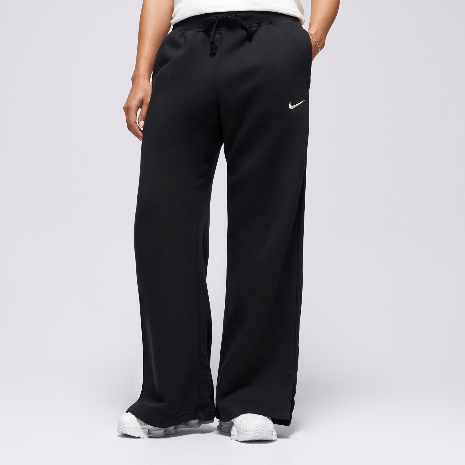 Femei pantaloni NIKE PANTALONI  W NSW PHNX FLC HR PANT WIDE DQ5615-010 Negru