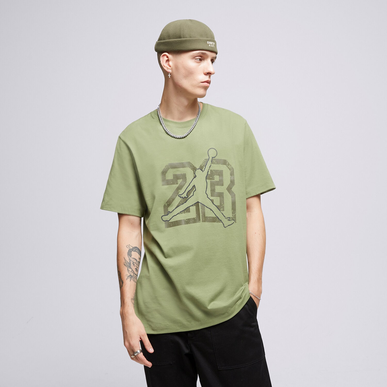 Bărbați tricou JORDAN TRICOU M J FLT ESS JM SS CREW FB7394-340 Kaki