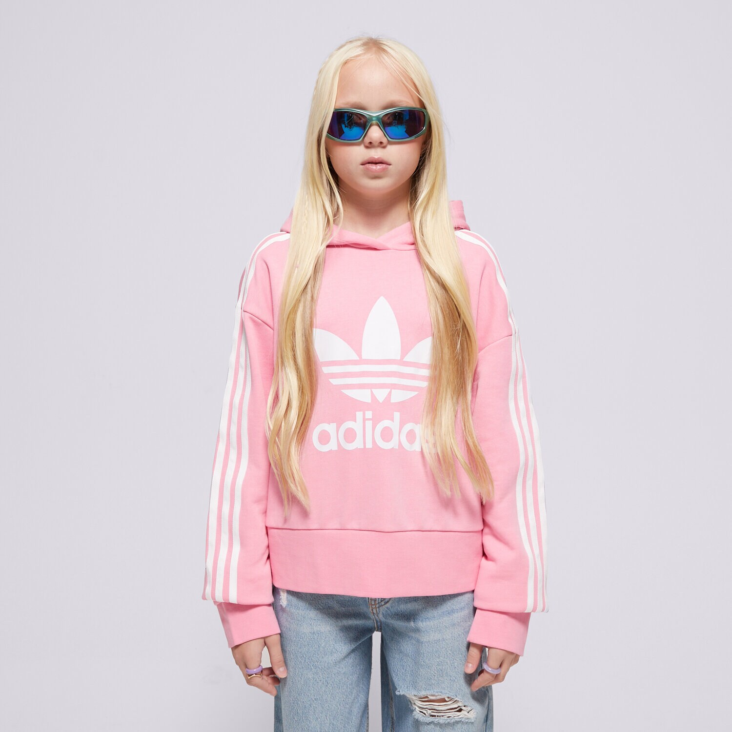 Copii bluză ADIDAS BLUZĂ CU GLUGĂ (G) TREFFOIL OH CRP GIRL HK0281 Roz