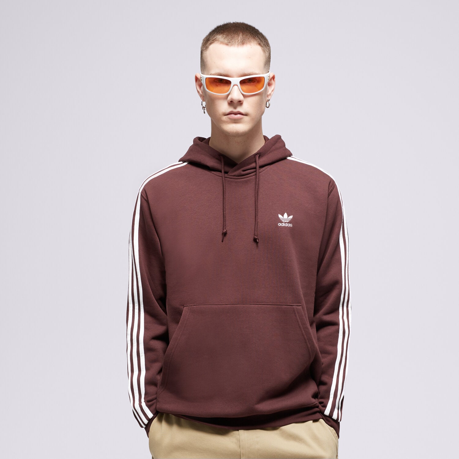 Bărbați bluză ADIDAS BLUZĂ CU GLUGĂ 3-STRIPES HOODY II5768 Maro