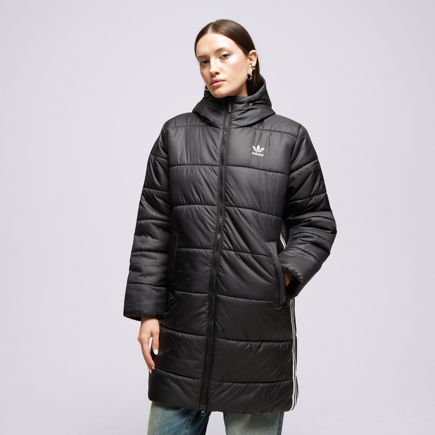 Femei geacă de iarnă ADIDAS JACHETĂ DE IARNĂ ADICOLOR LONG II8456 Negru