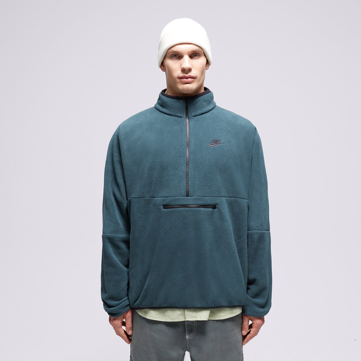 Bărbați bluză NIKE BLUZĂ M NK CLUB+ PLR LS HZ TOP DX0525-328 Verde