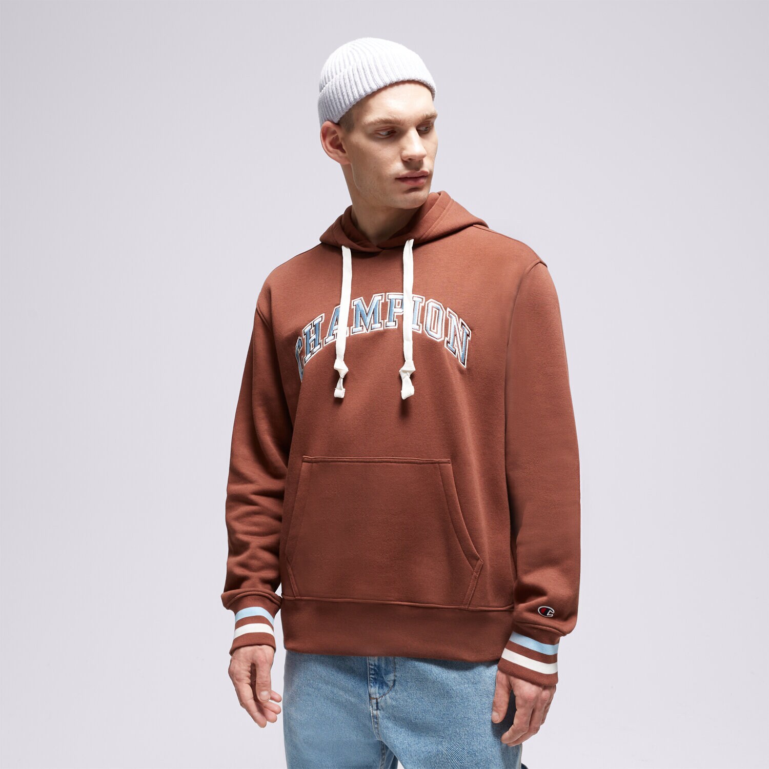 Bărbați bluză CHAMPION BLUZĂ CU GLUGĂ HOODED SWEATSHIRT 219174MS534 Maro