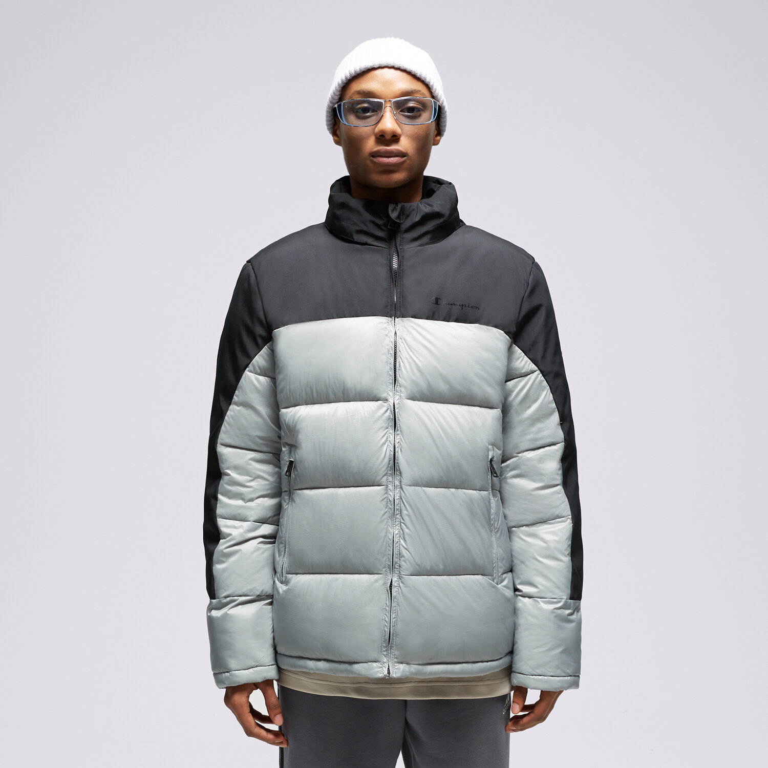 Bărbați eacă de iarnă CHAMPION JACHETĂ CU PUF JACKET 219191ES051 Gri