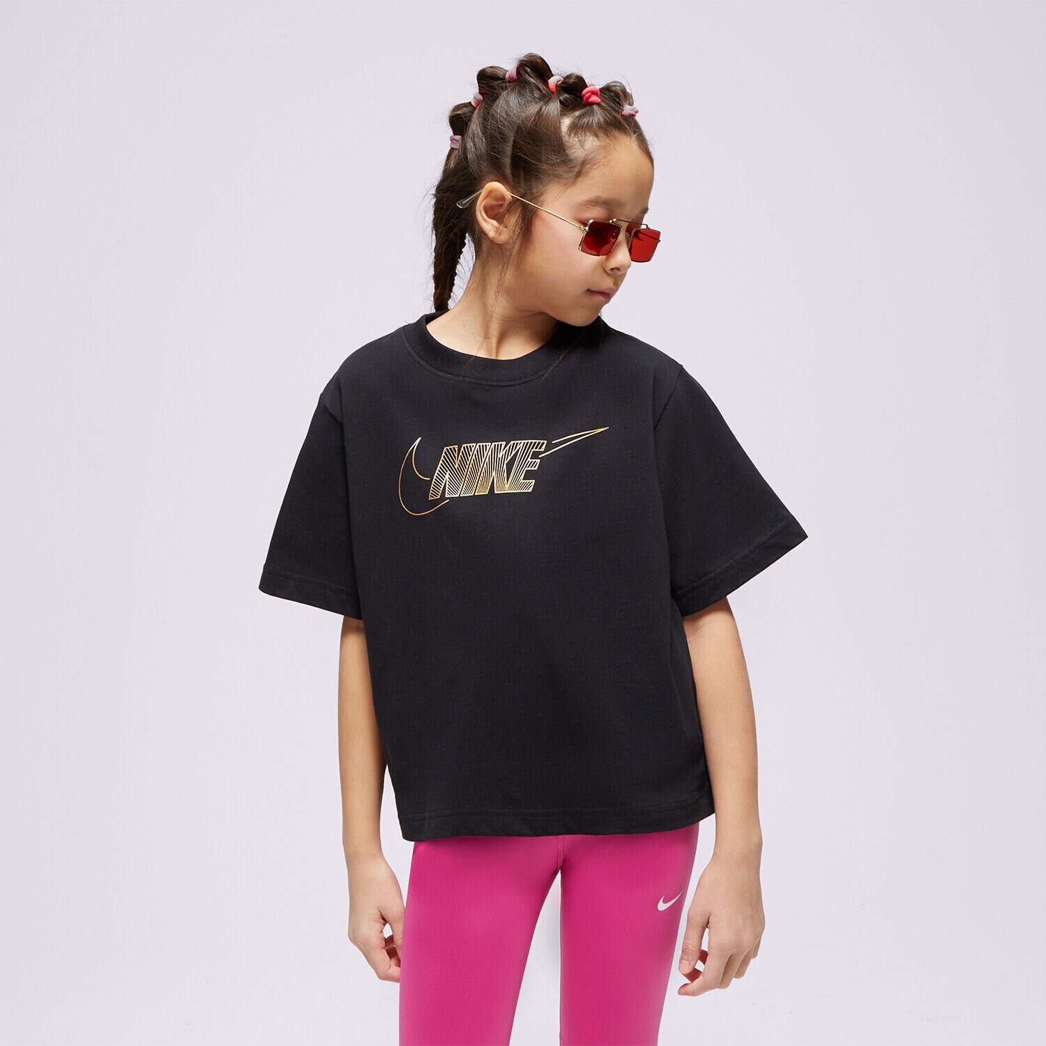 Copii tricou NIKE TRICOU G NSW TEE BOXY METALLIC HBR GIRL FJ6785-010 Negru