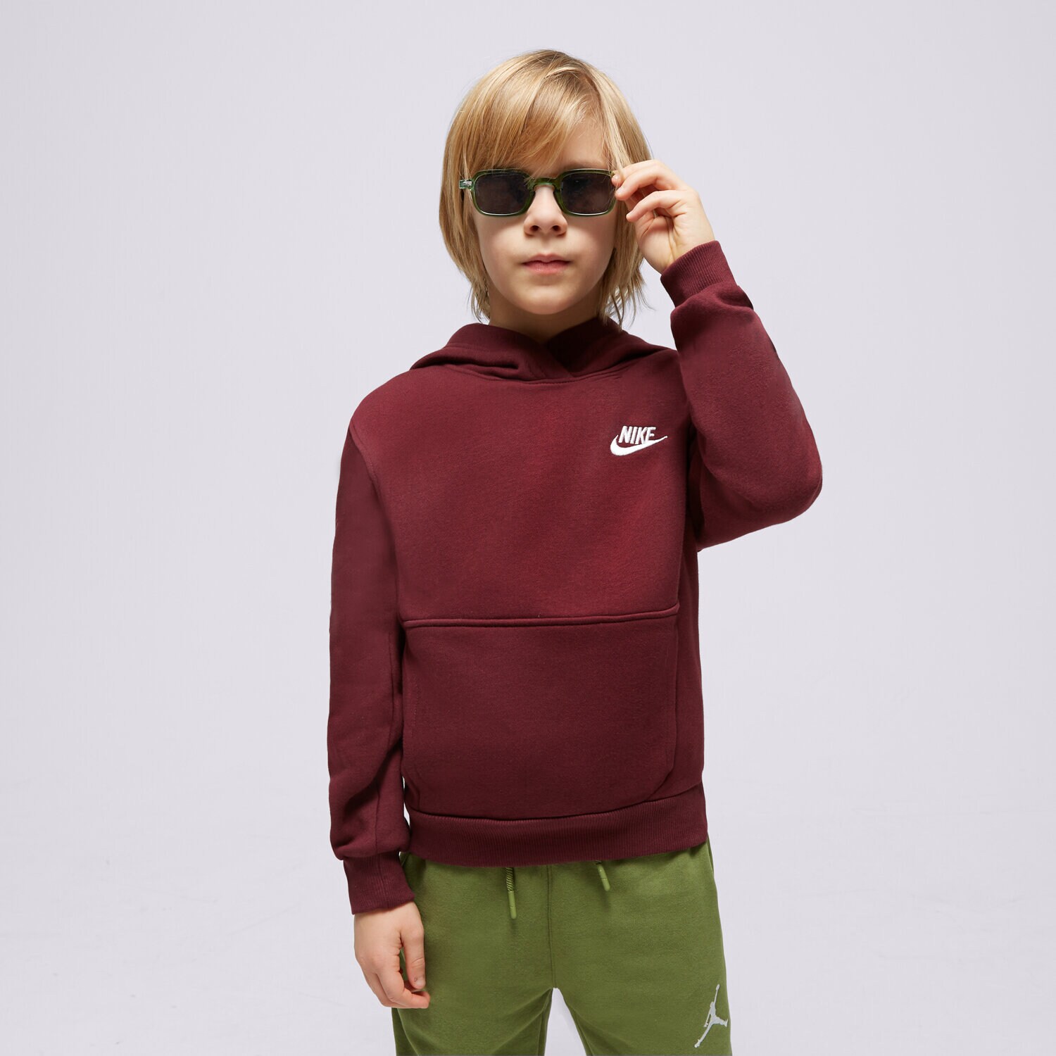 Copii bluză NIKE BLUZĂ CU GLUGĂ K NSW CLUB FLC HDY LBR BOY FD3000-681 Bordo
