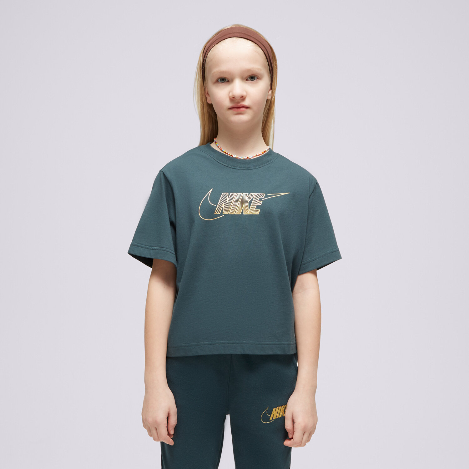Copii tricou NIKE TRICOU G NSW TEE BOXY METALLIC HBR GIRL FJ6785-328 Verde