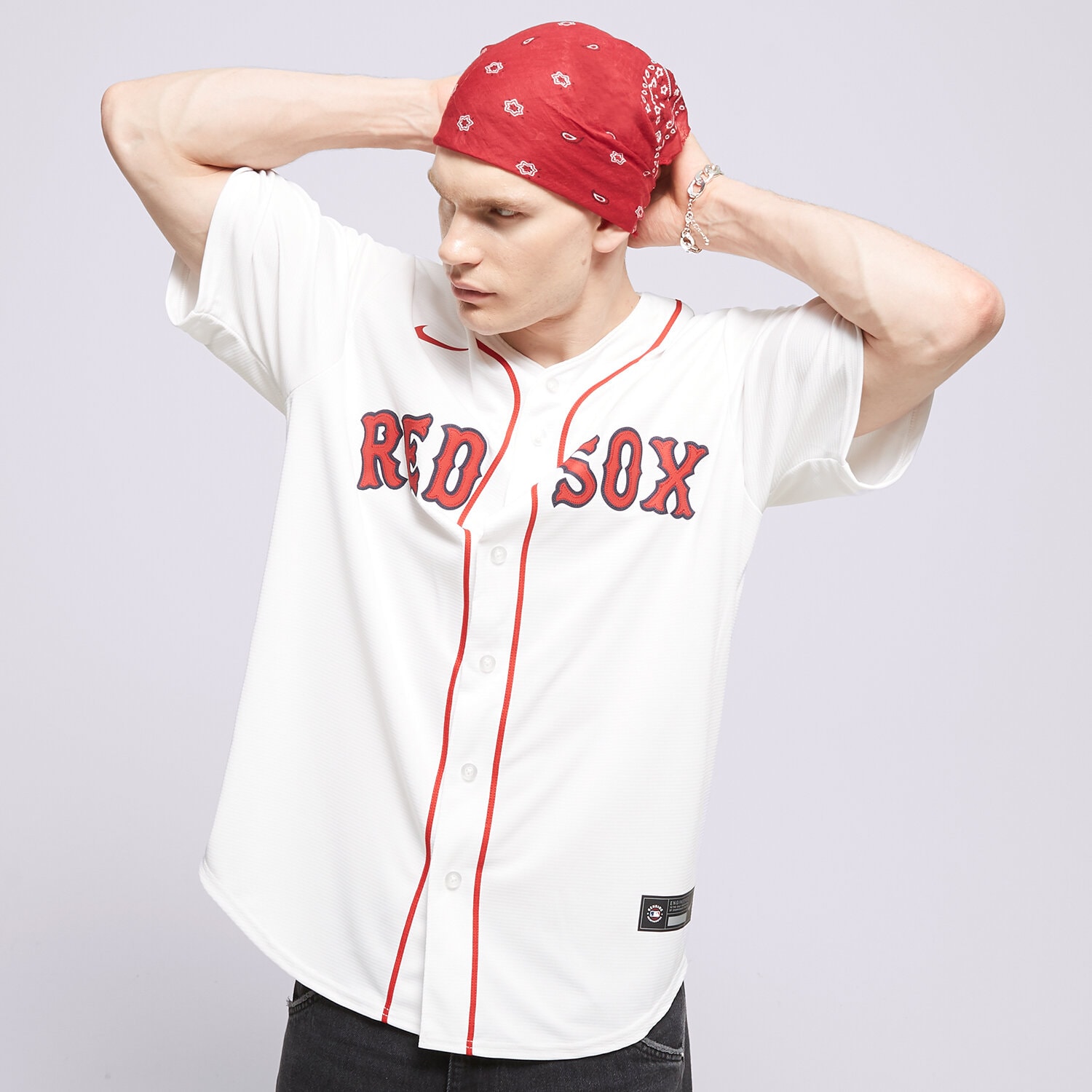 Bărbați tricou NIKE CĂMAșĂ REPLICA HOME BOSTON RED SOX MLB T770-BQWH-BQ-XVH Alb