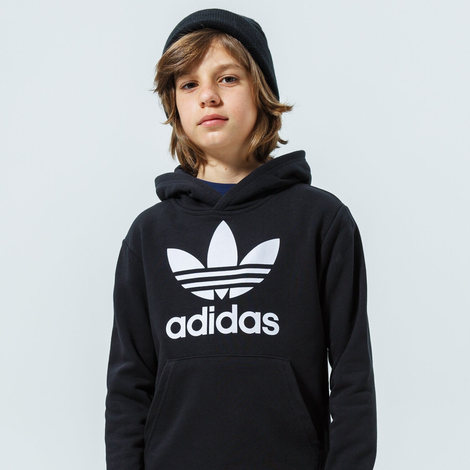 Copii bluză ADIDAS TREFOIL HOODIE JUNIOR BOY DV2870 Negru