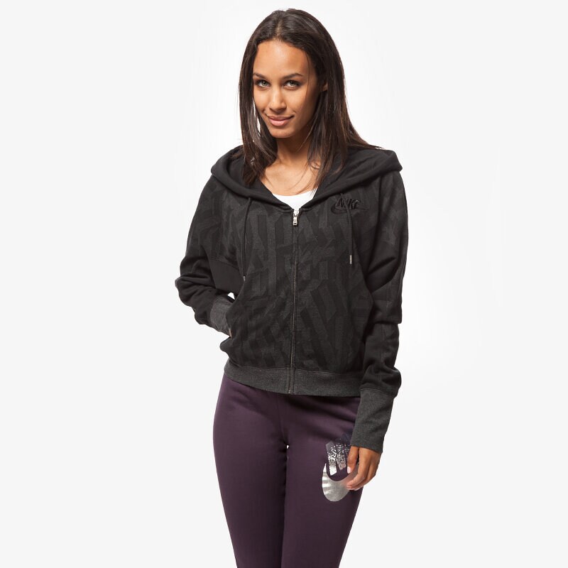 Femei bluză NIKE BLUZĂ JACQUARD RALLY FZ HOODY 683778010 Negru
