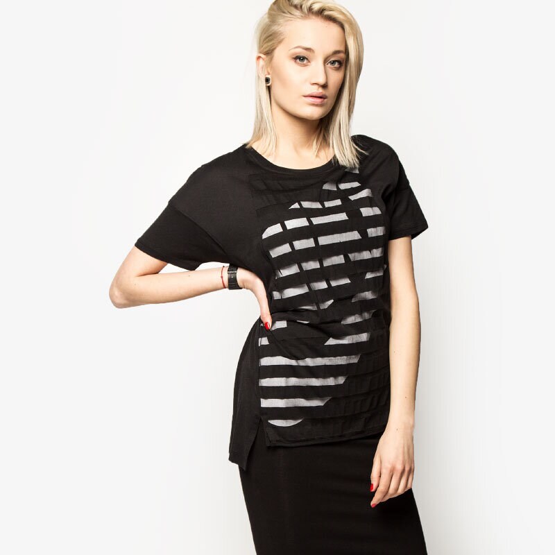 Femei tricou NIKE TRICOU TEE-STRIPE 726080010 Negru