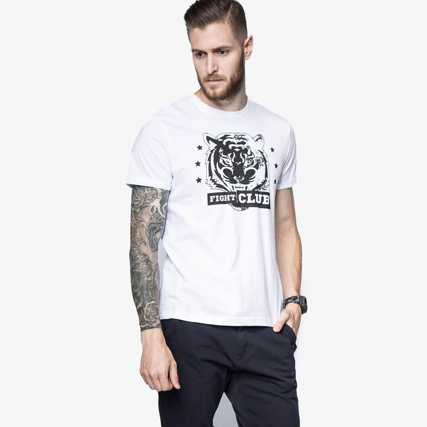 Bărbați tricou CONFRONT TRICOU TIGRE CF16TSMPR019 Alb