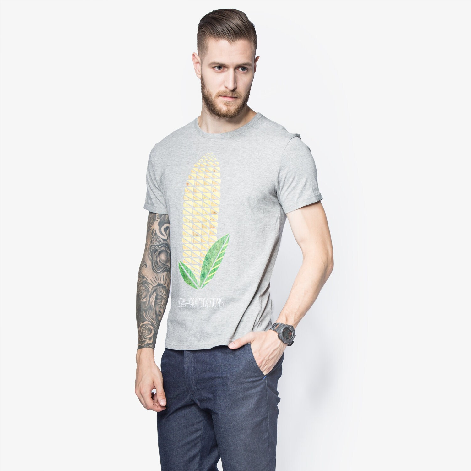 Bărbați tricou CONFRONT TRICOU CORN CF16TSM91001 Gri