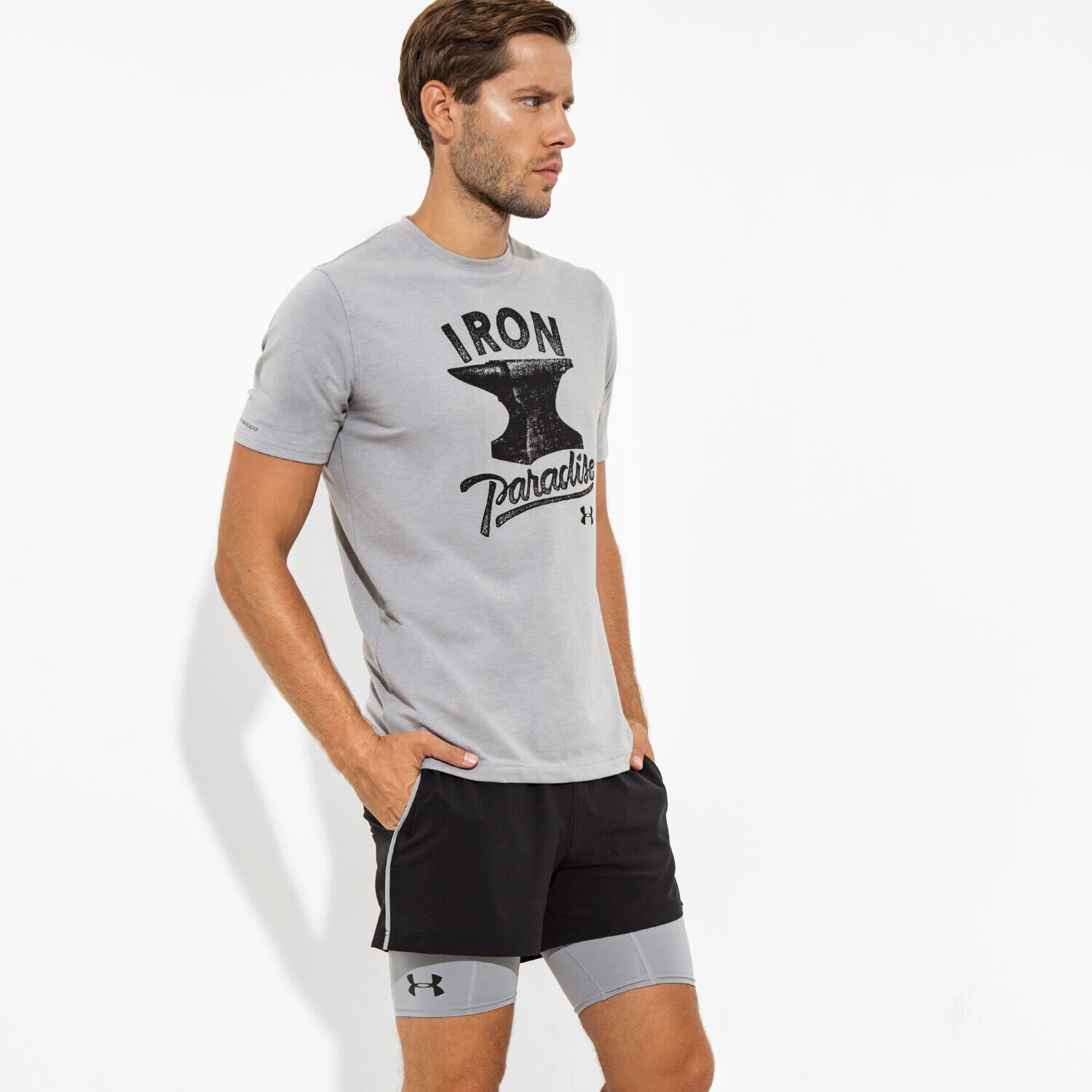 Bărbați tricou UNDER ARMOUR TRICOU SS IRON P ARADISE T 1280848025 Gri