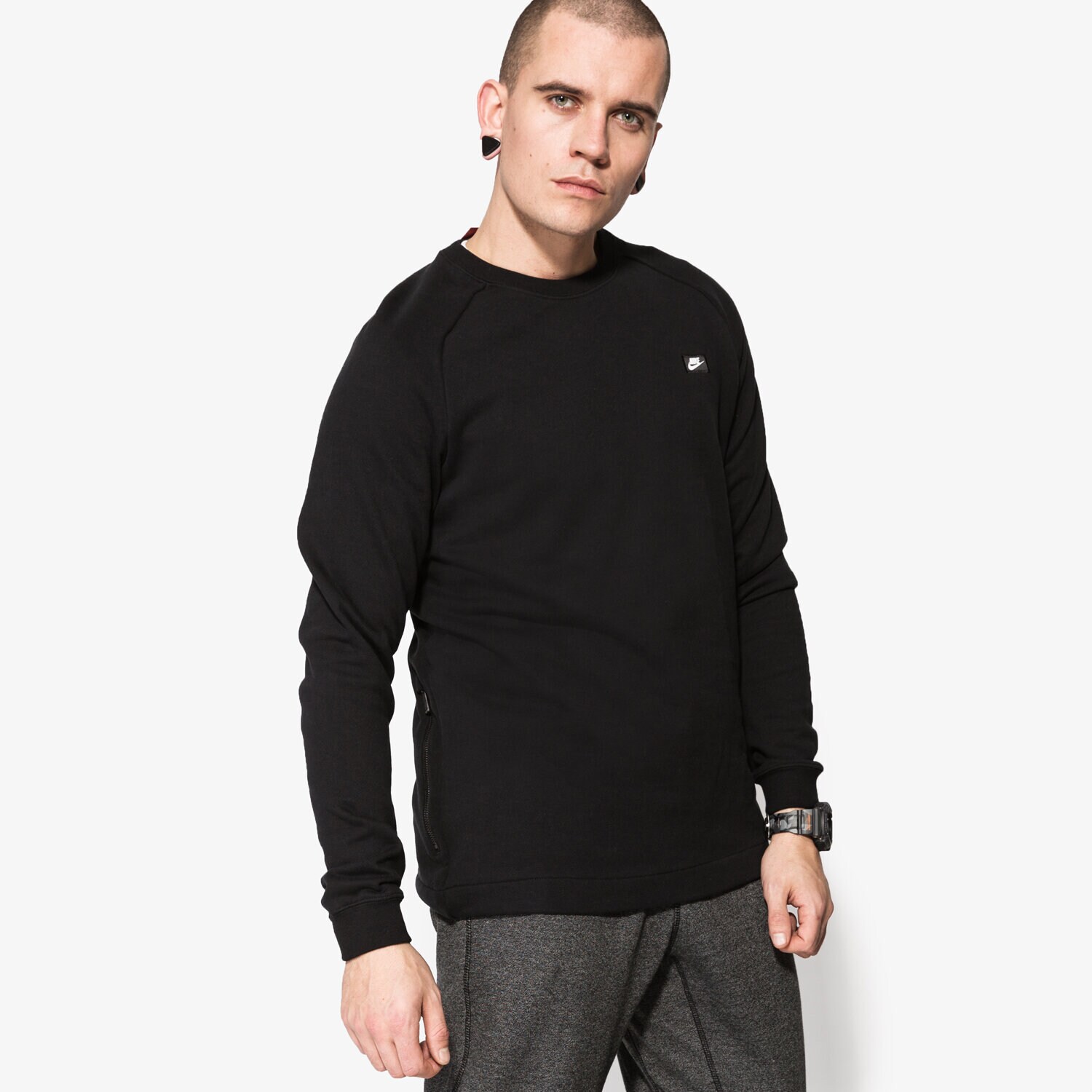 Bărbați bluză NIKE BLUZĂ M NSW MODERN CRW FT 805126-010 Negru