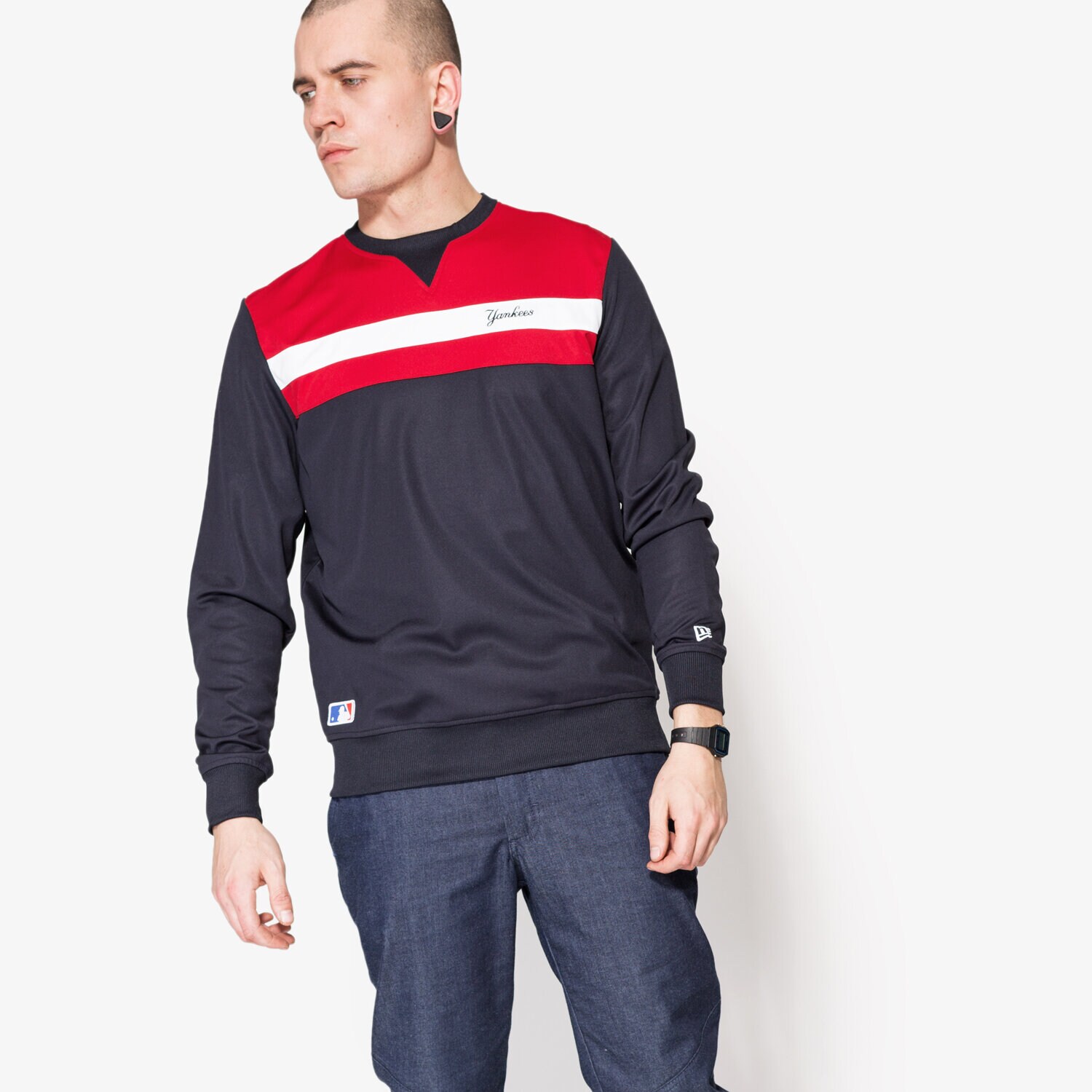 Bărbați bluză NEW ERA BLUZĂ BORDER EDGE CREW NECK NY YANKEES NVY 11372573 Bleumarin