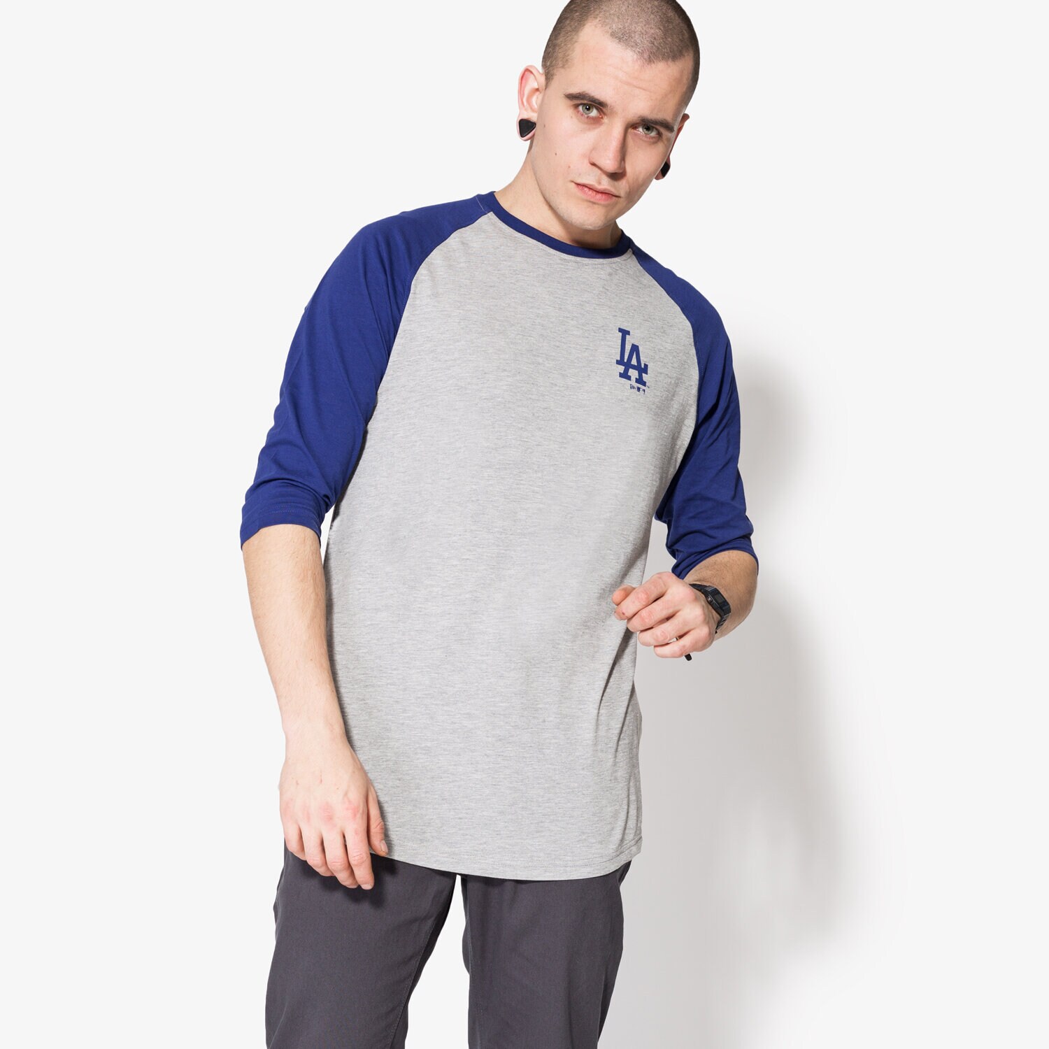 Bărbați tricou NEW ERA CĂMAȘĂ TEAM MLB 3/4 RAGLAN LA DODGERS LGH 11372469 Gri