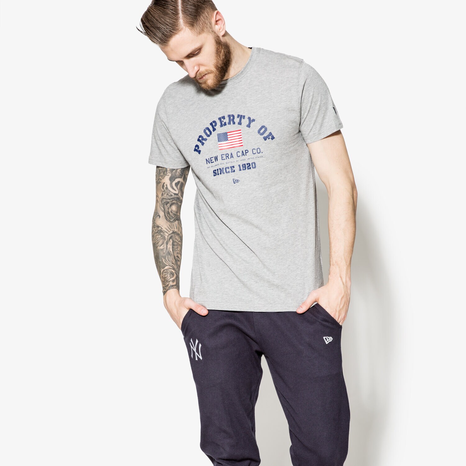 Bărbați tricou NEW ERA CĂMAȘĂ USA ARCH LGH 11450948 Gri