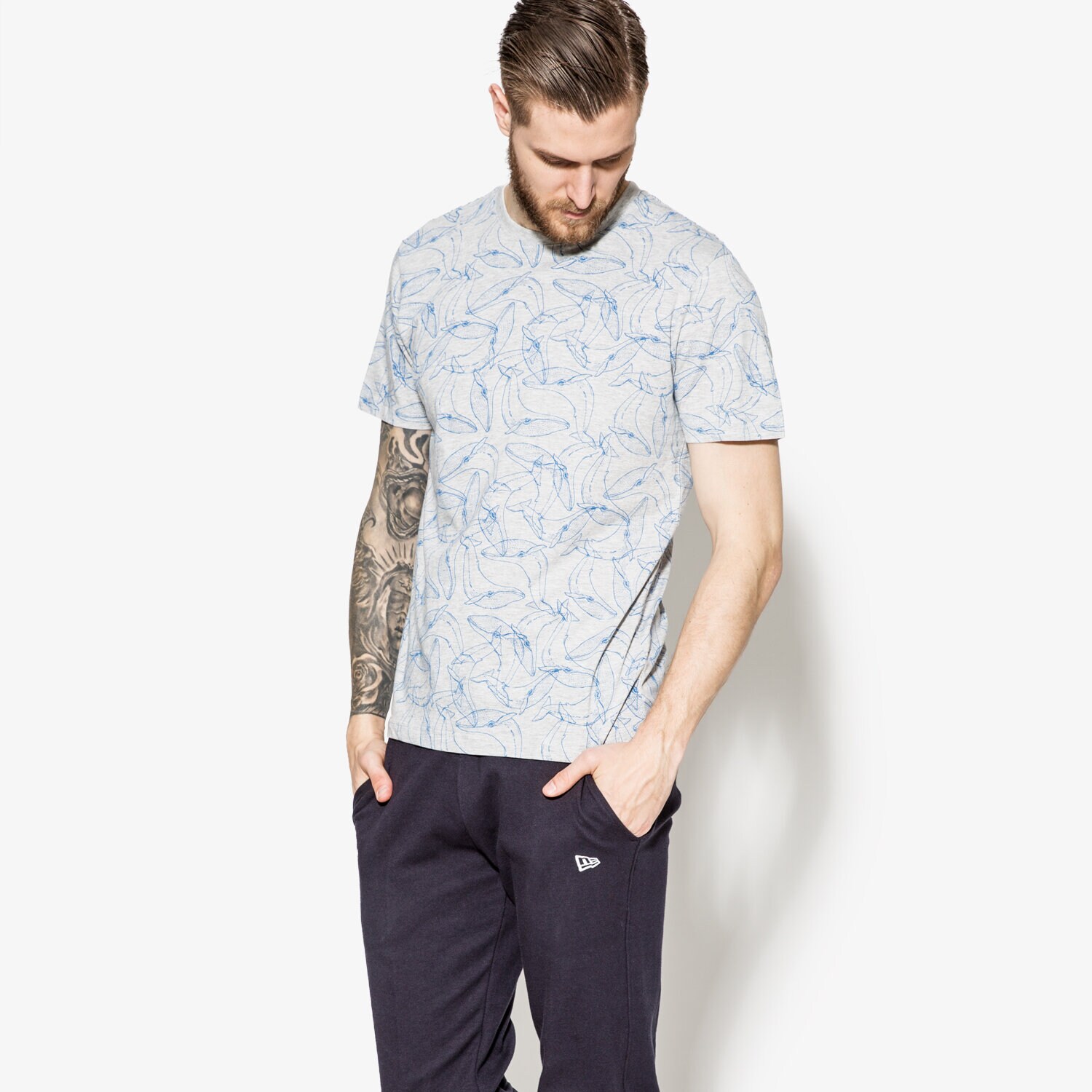 Bărbați tricou CONFRONT TRICOU SS WHALES CF17TSM37001 Gri