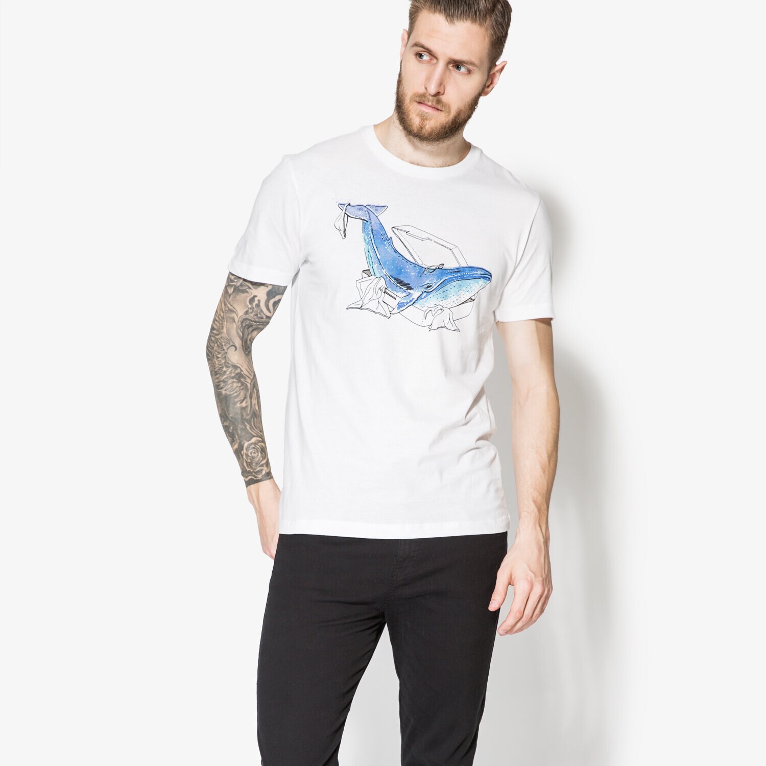 Bărbați tricou CONFRONT TRICOU SS WHALE CF17TSM42001 Alb