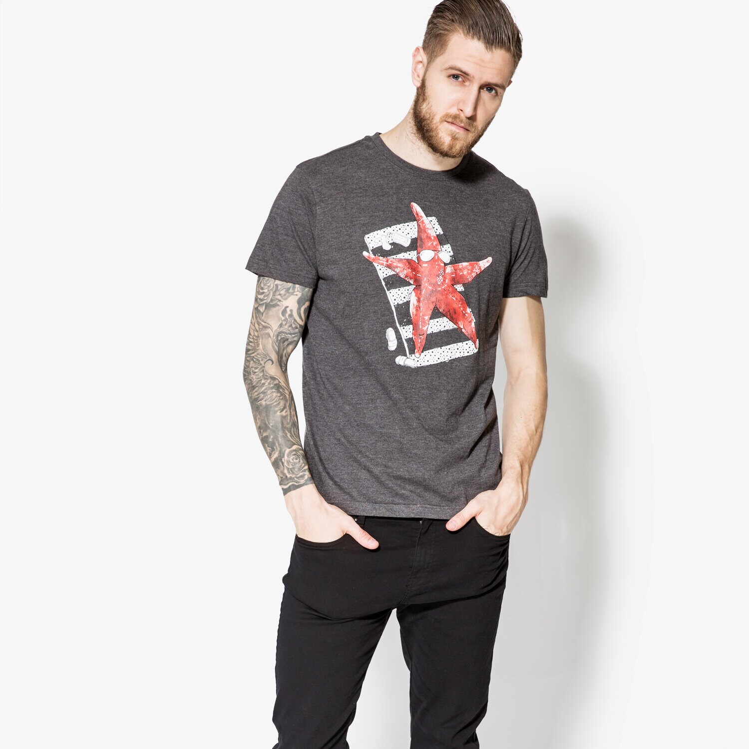 Bărbați tricou CONFRONT TRICOU SS STAR CF17TSM71001 Gri
