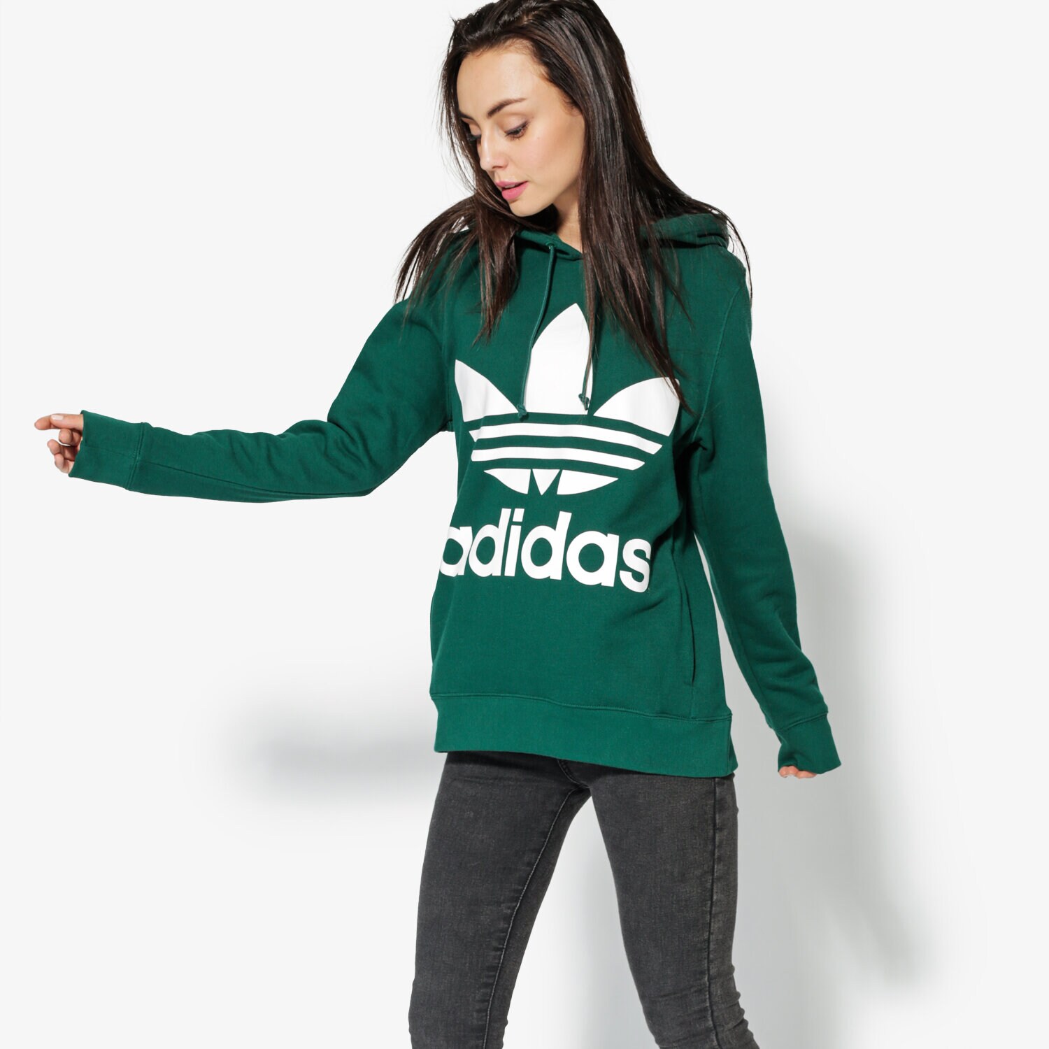Femei bluză ADIDAS BLUZĂ TREFOIL HOODIE CE2412 Verde