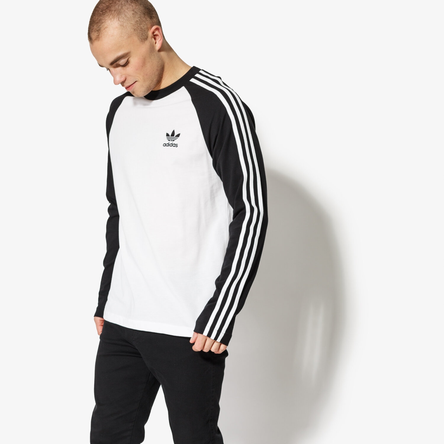 Bărbați tricou ADIDAS TRICOU LS 3-STRIPES LS T CW1228 Negru