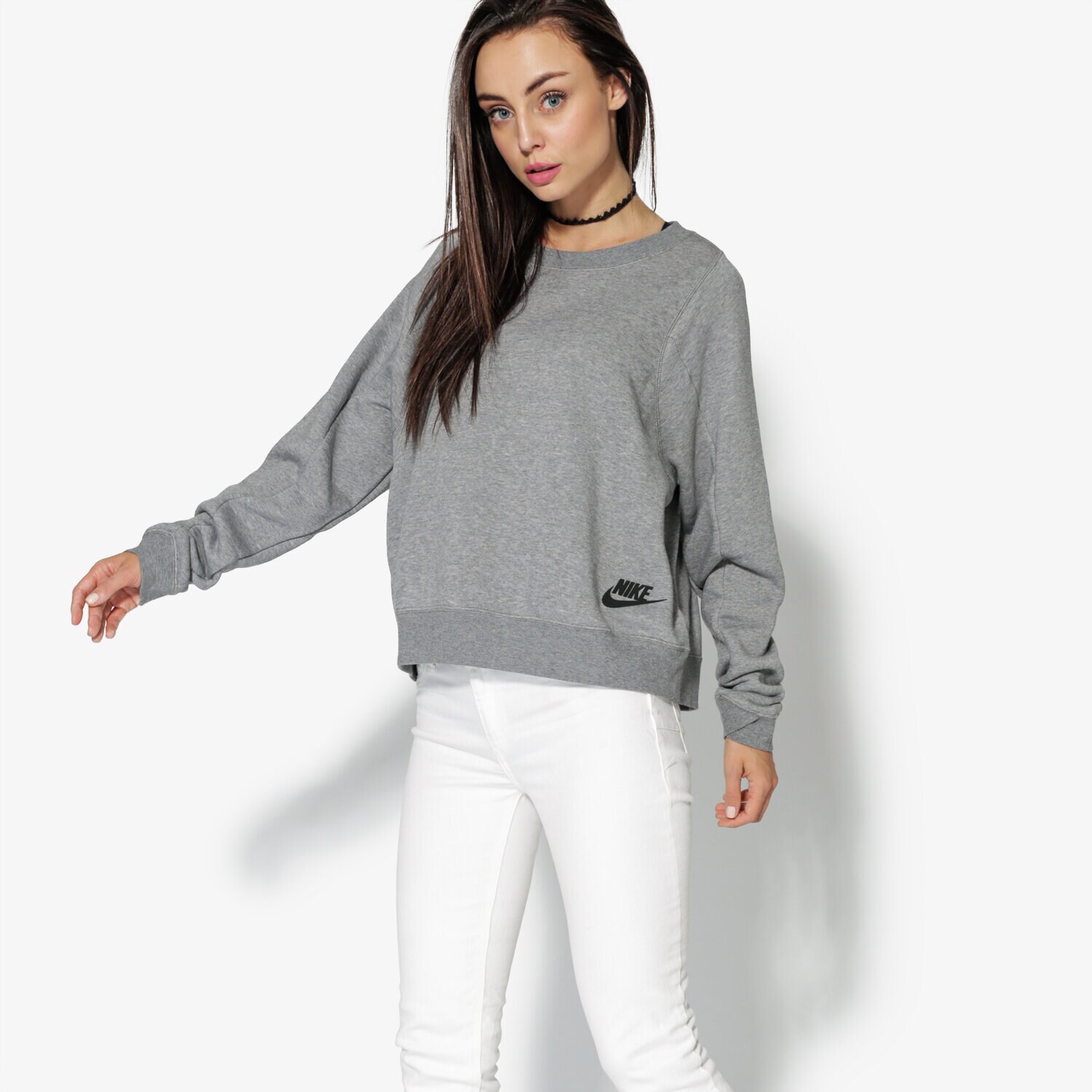 Femei bluză NIKE BLUZĂ W NSW MODERN CREW SSNL 883807-091 Gri