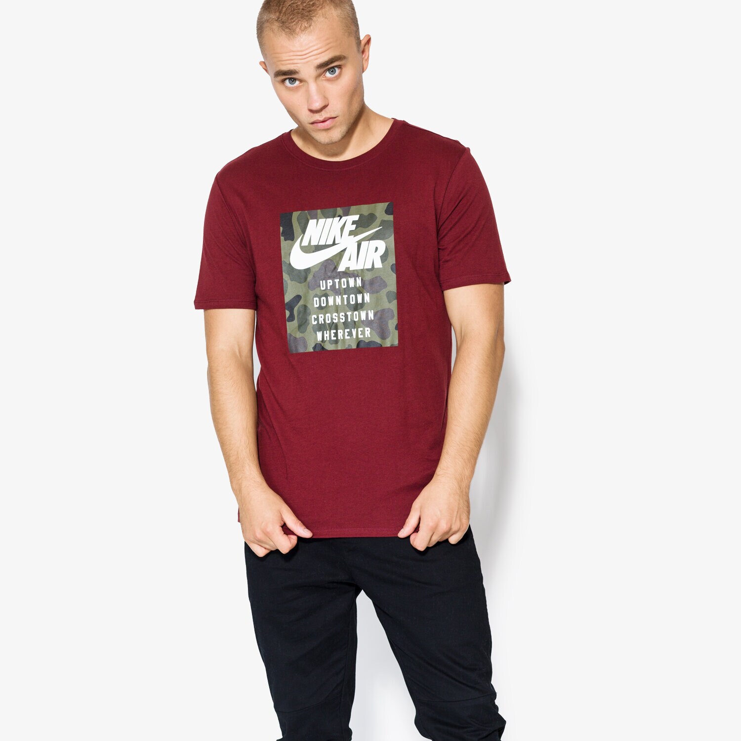 Bărbați tricou NIKE TRICOU SS M NSW TEE NK AF1 WHEREEVER AH6957-619 Bordo