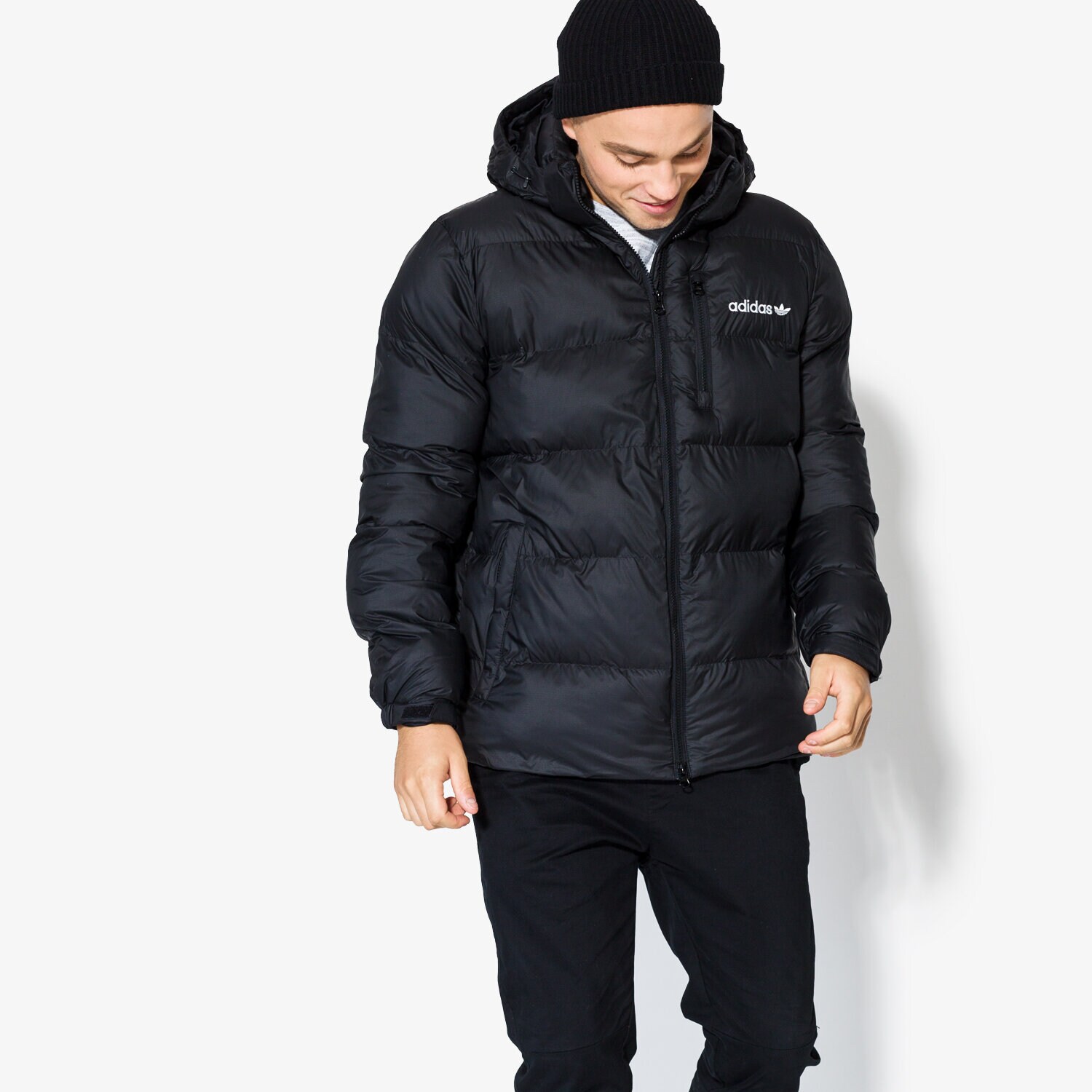 Bărbați eacă de iarnă ADIDAS JACHETĂ HOODED JKT BR4785 Negru